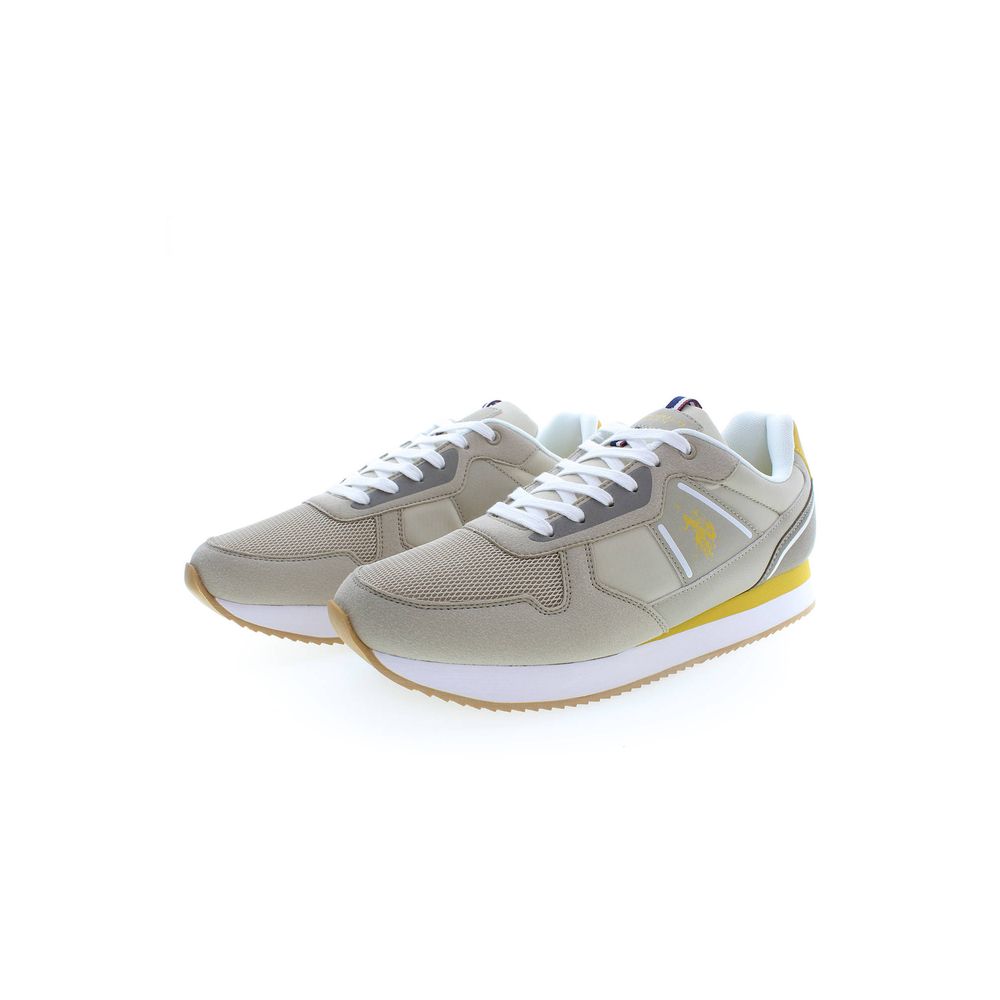 Beige Polyurethane Men Sneaker - ventzia