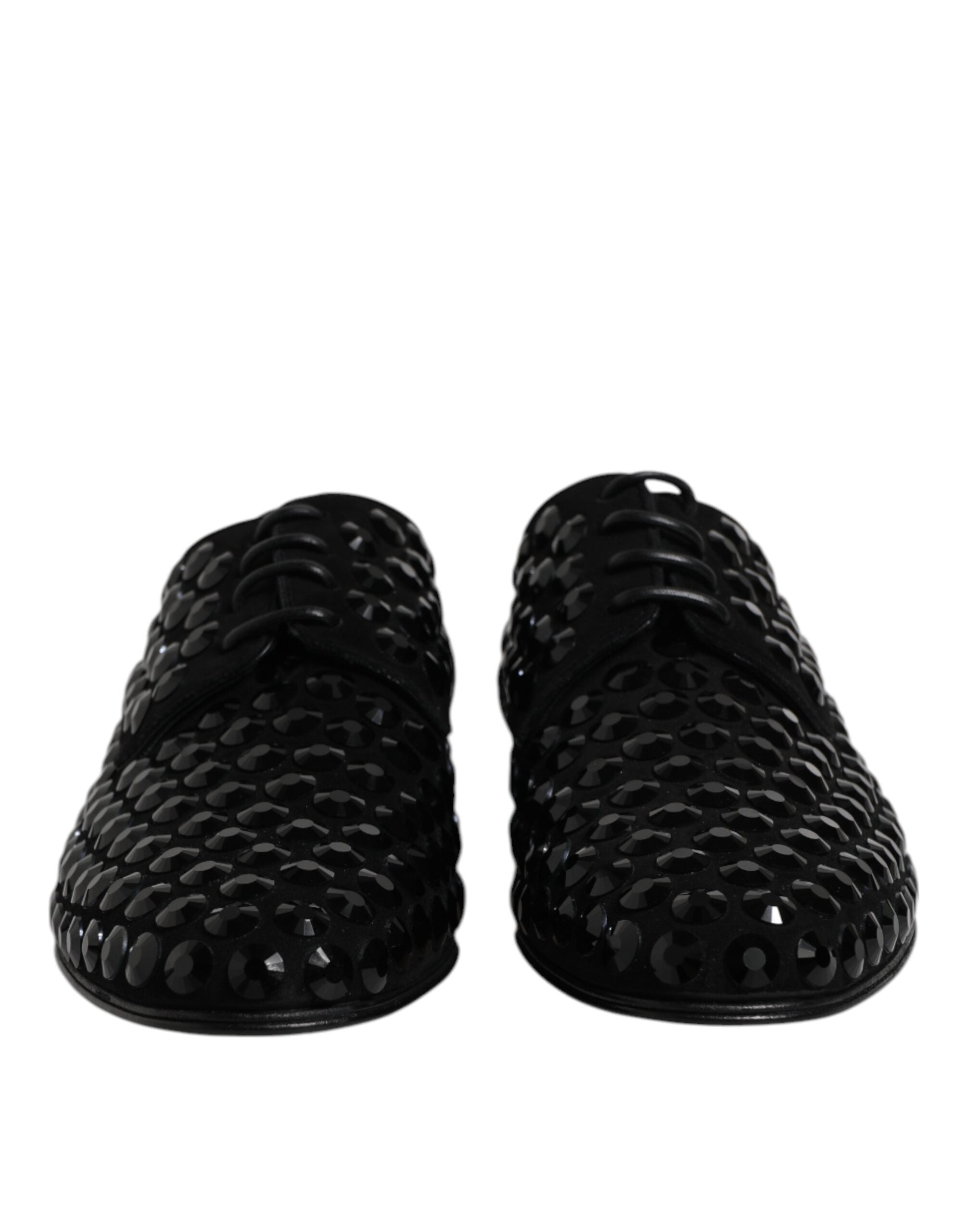 Black Suede Strass Derby Formal Shoes - ventzia