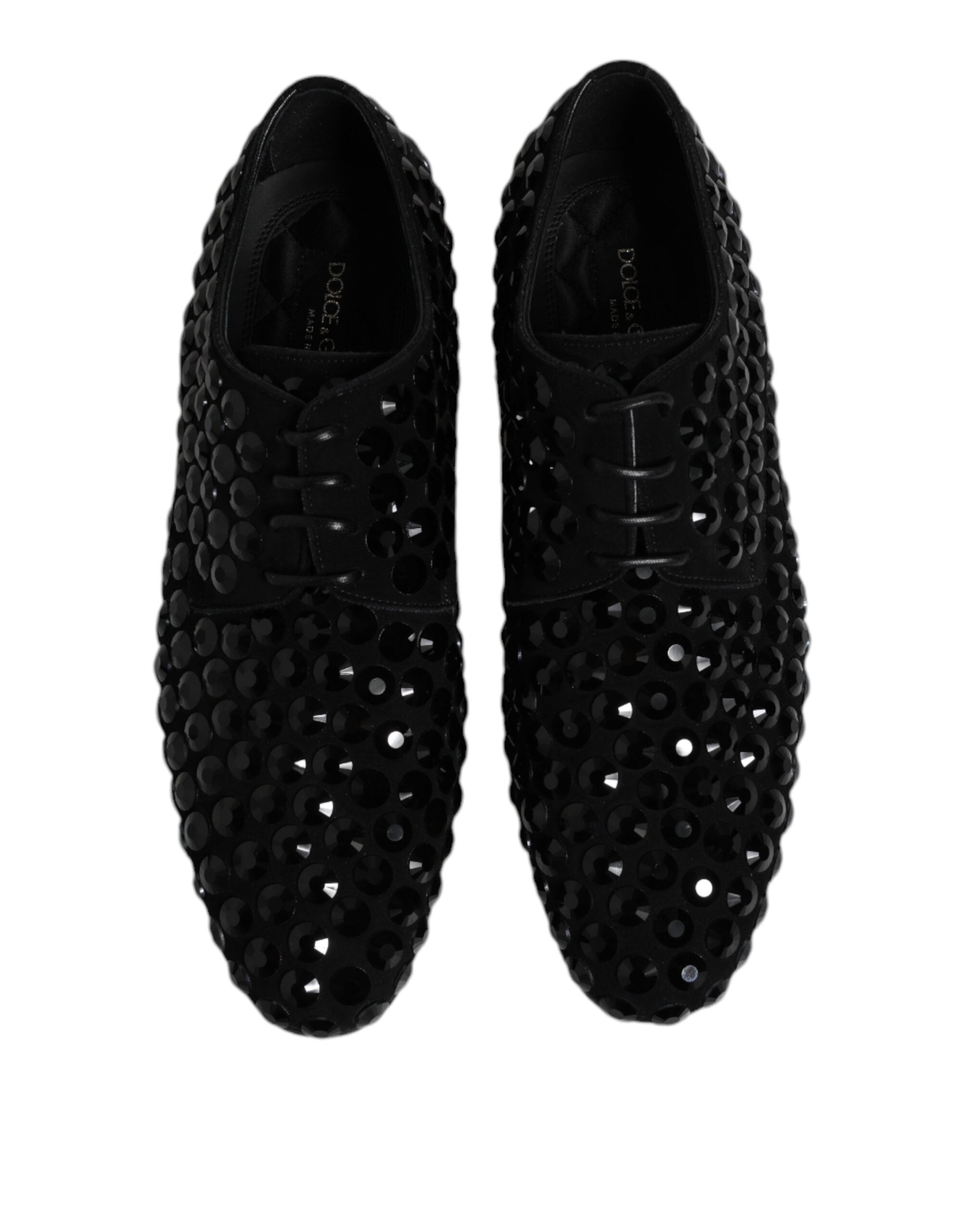 Black Suede Strass Derby Formal Shoes - ventzia