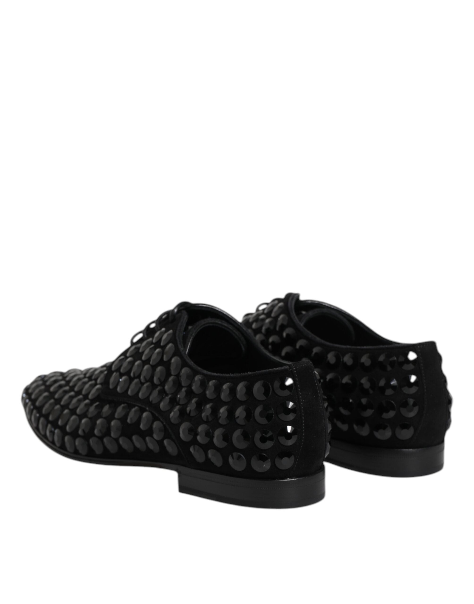 Black Suede Strass Derby Formal Shoes - ventzia