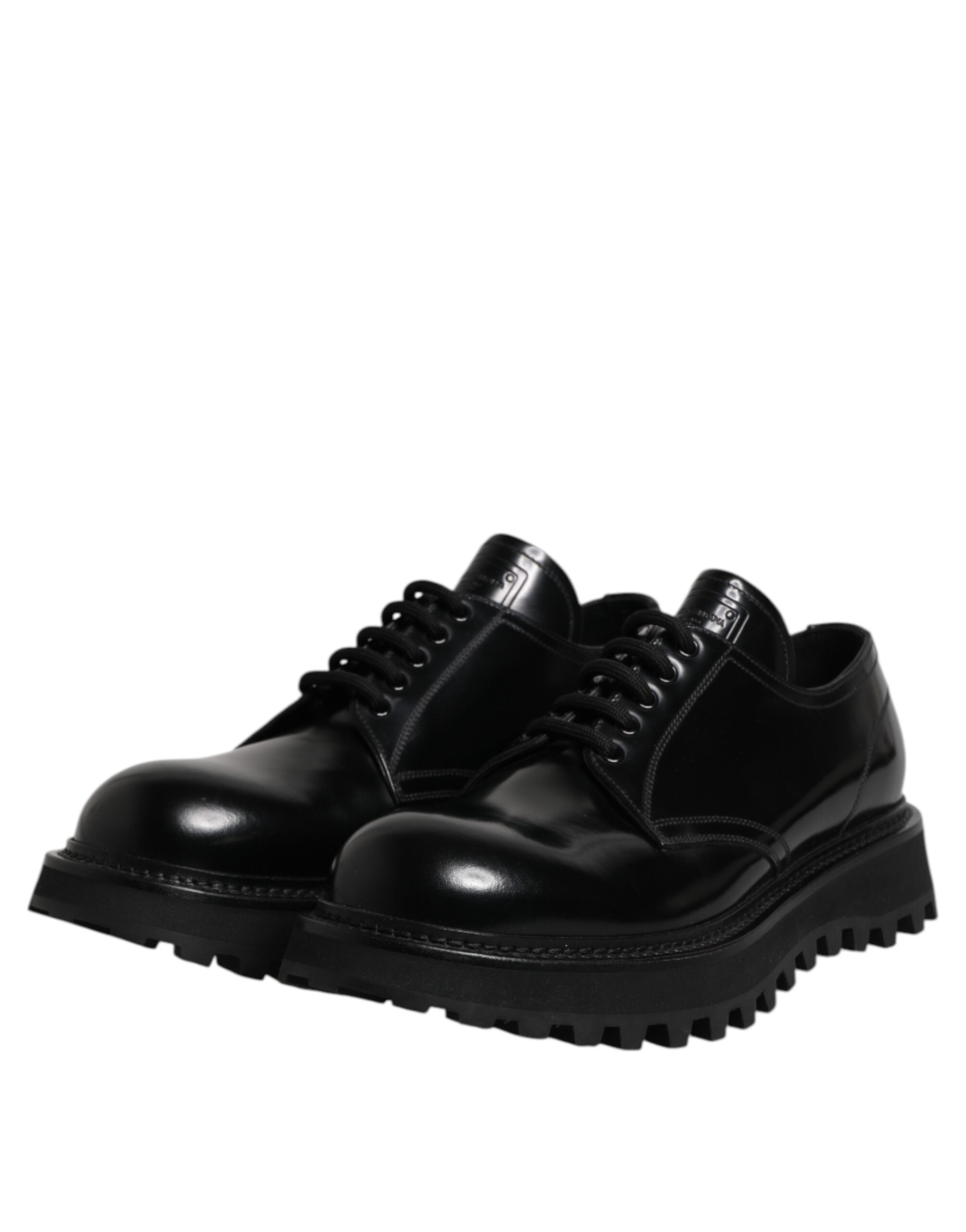 Black Leather Lace Up Derby Men Dress Shoes - ventzia