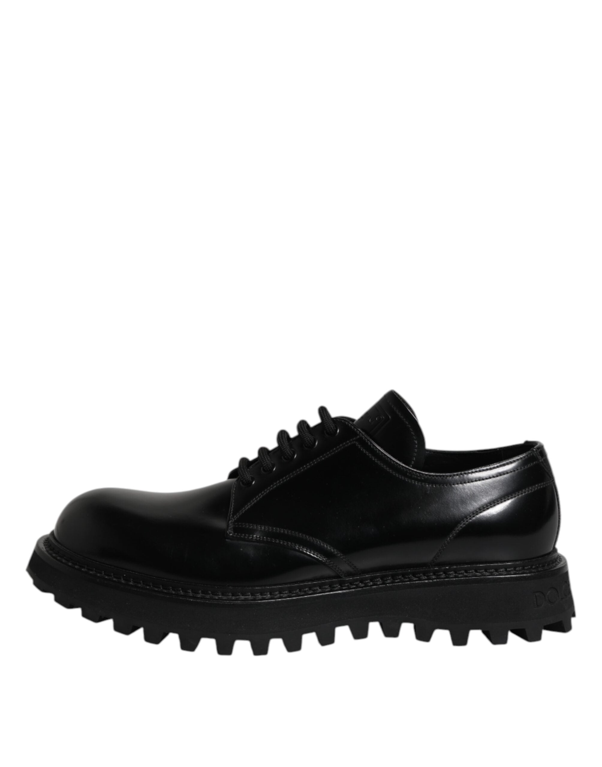 Black Leather Lace Up Derby Men Dress Shoes - ventzia