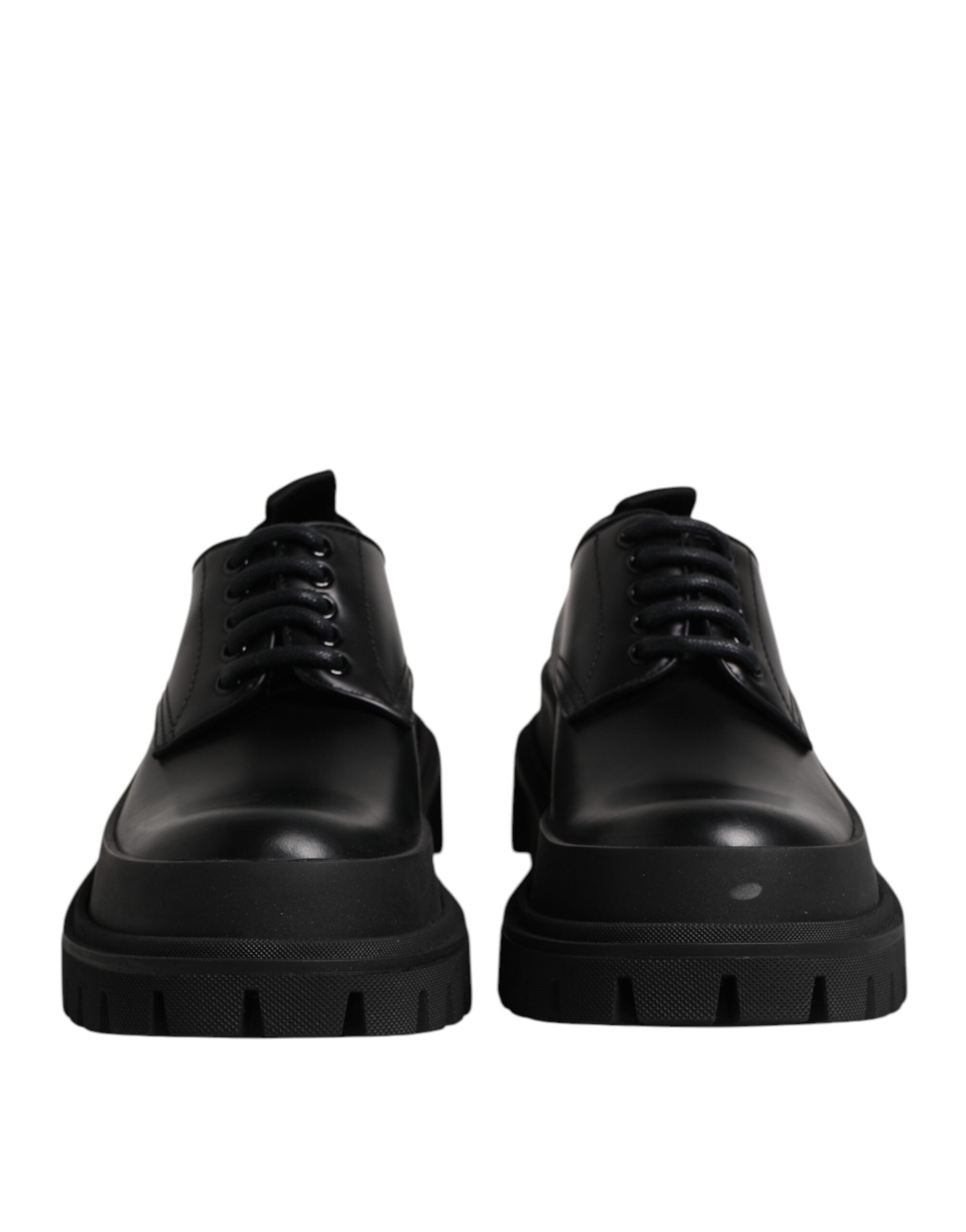 Black Leather Lace Up Derby Men Dress Shoes - ventzia