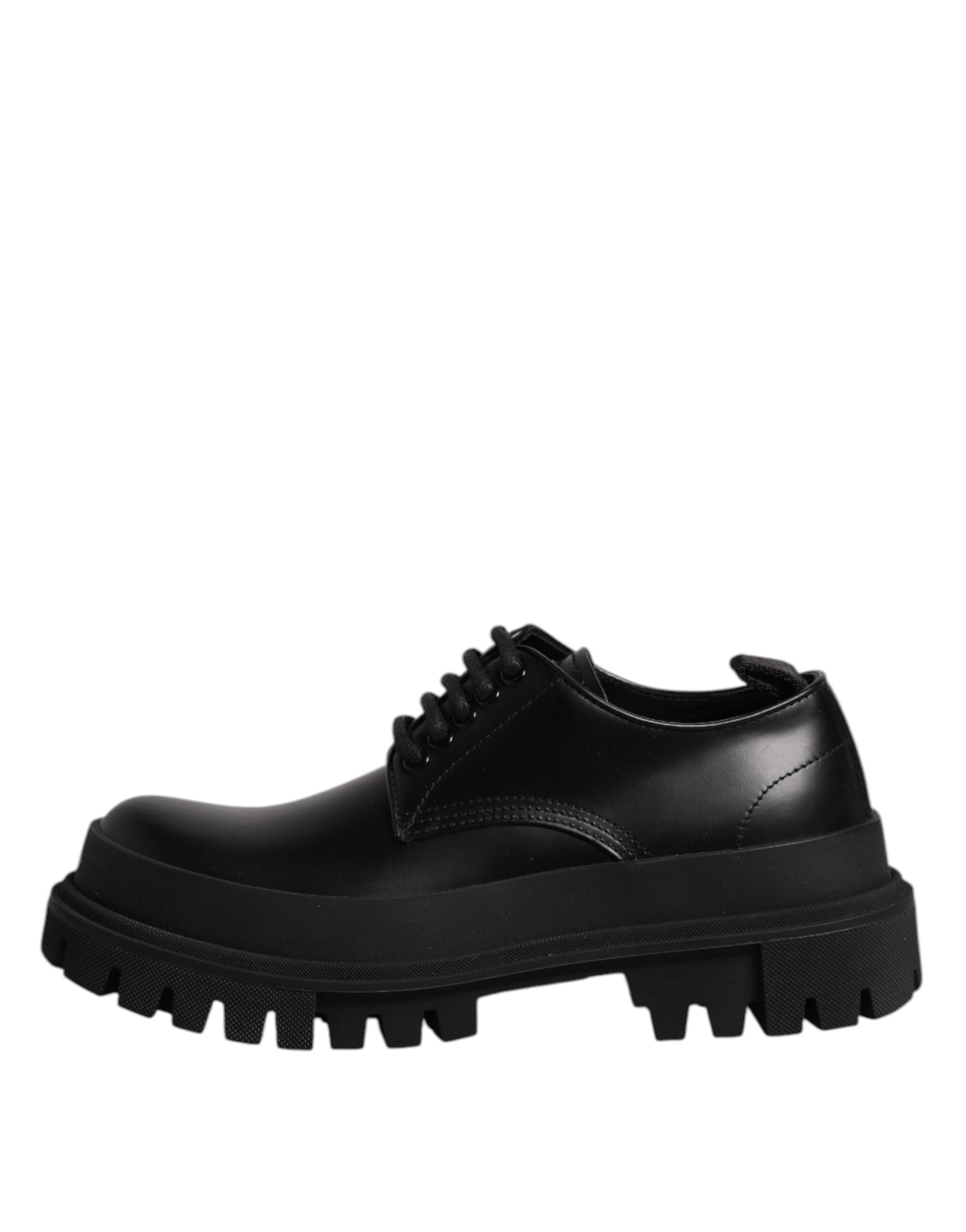 Black Leather Lace Up Derby Men Dress Shoes - ventzia