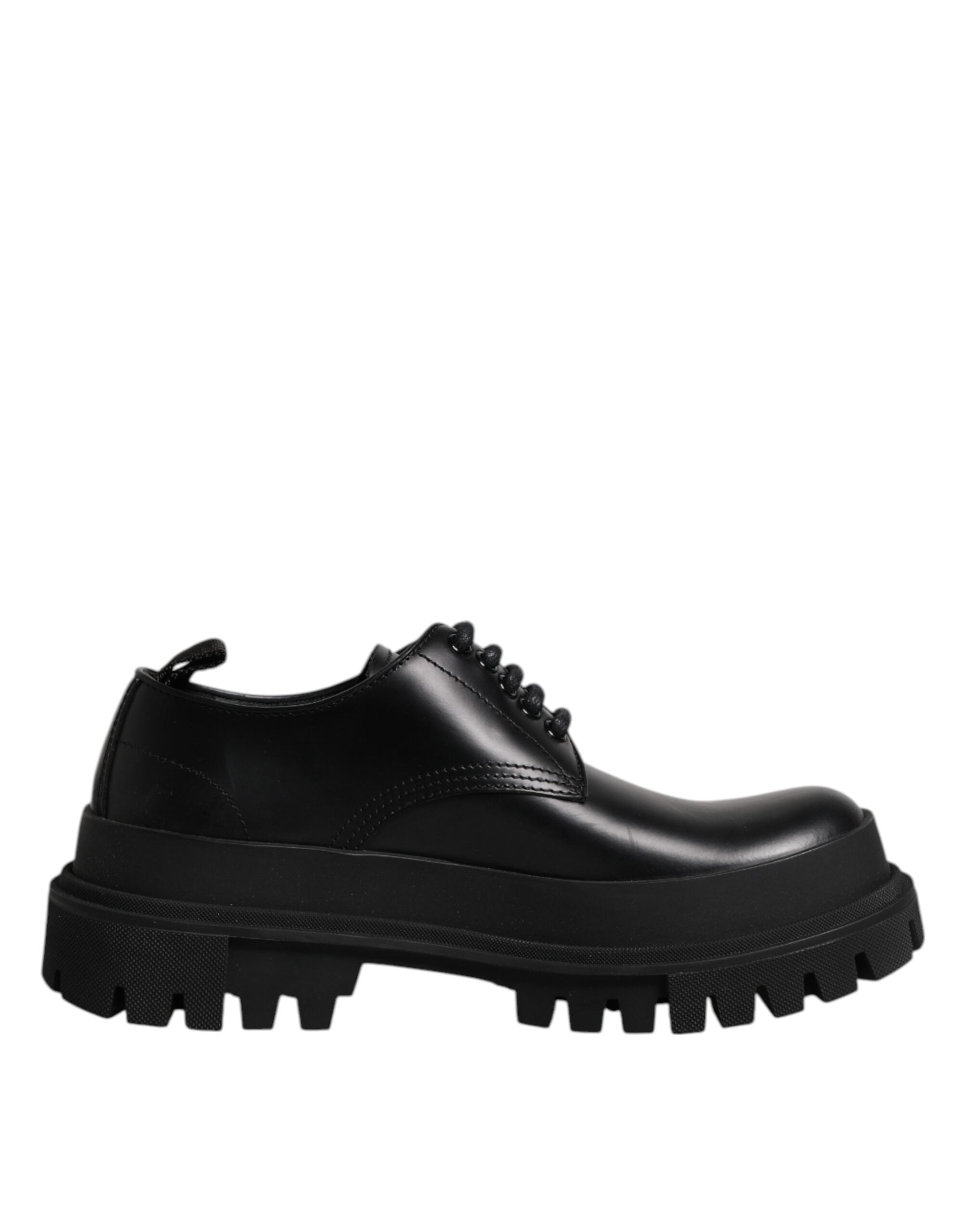 Black Leather Lace Up Derby Men Dress Shoes - ventzia
