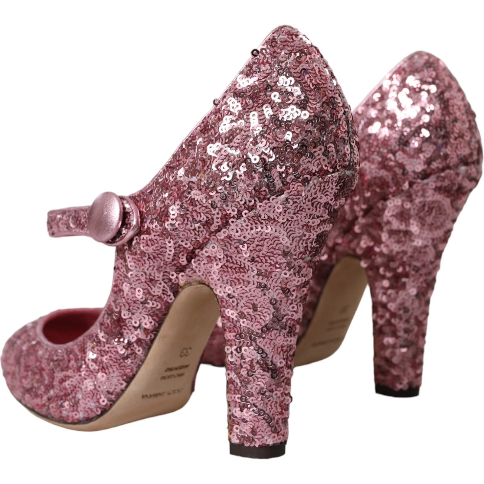 Pink Sequin Mary Jane Pumps High Heels Shoes - ventzia