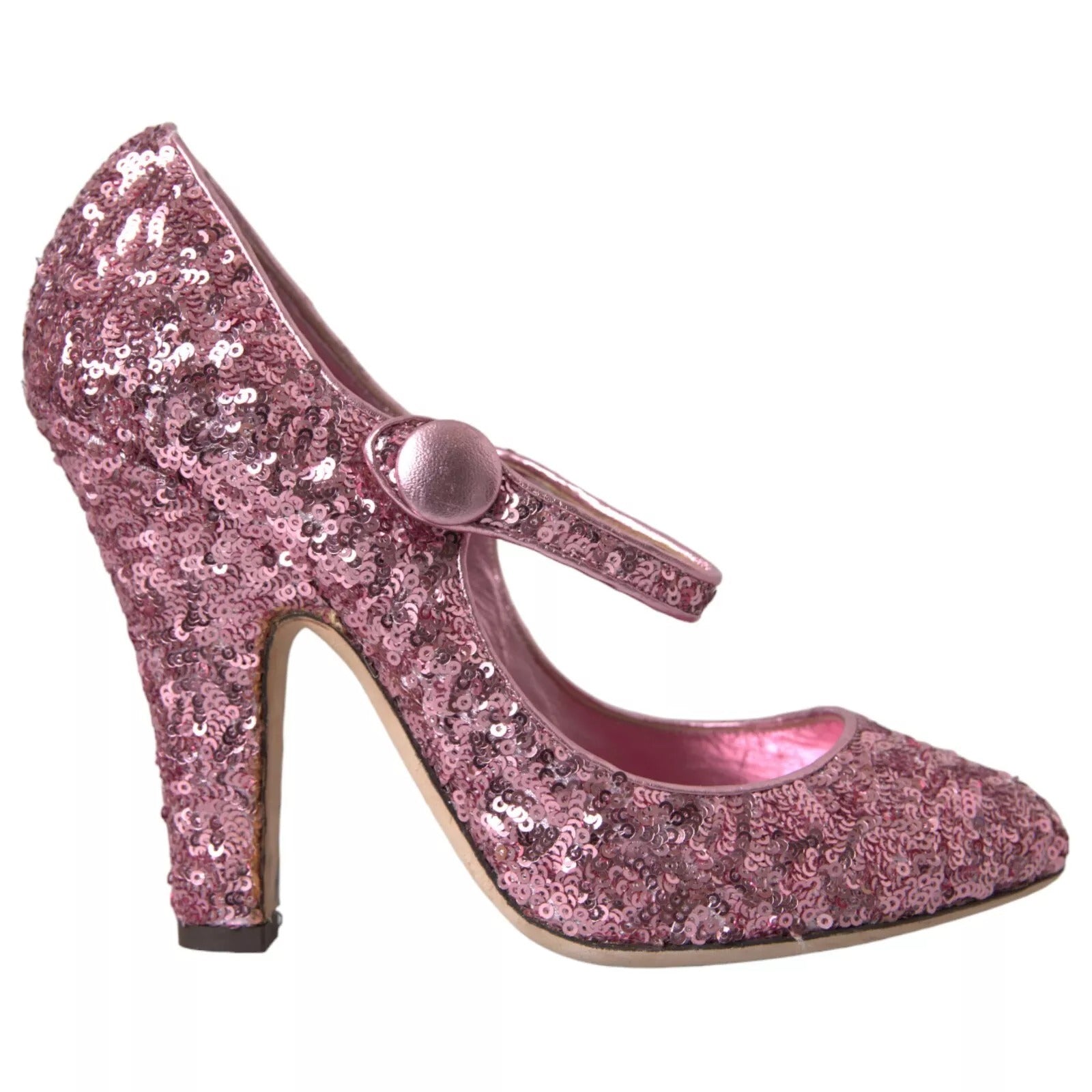Pink Sequin Mary Jane Pumps High Heels Shoes - ventzia