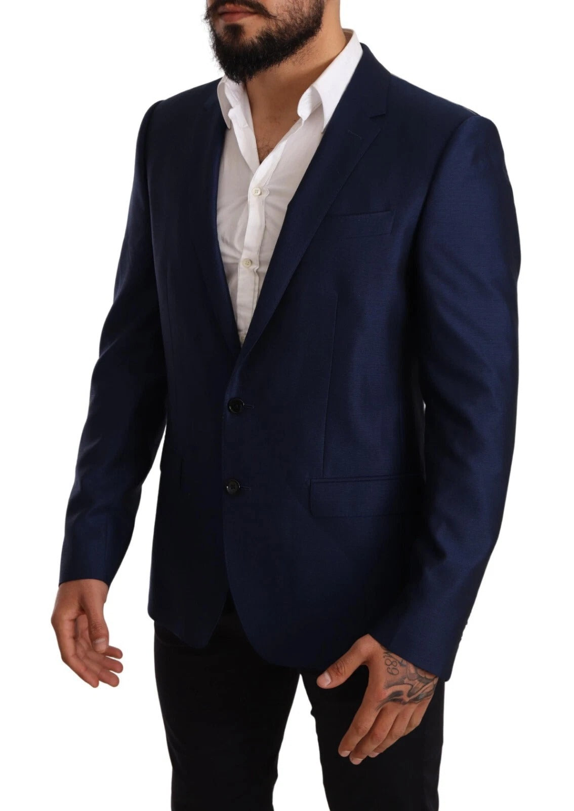 Blue MARTINI Wool Slim Fit Coat Blazer - ventzia