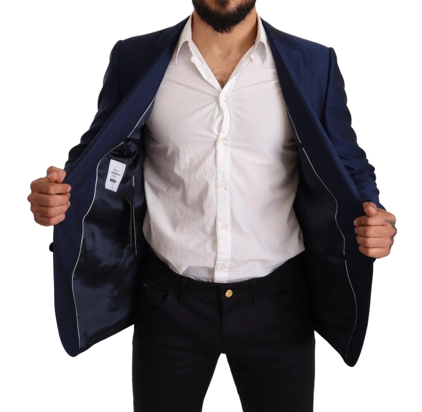 Blue MARTINI Wool Slim Fit Coat Blazer - ventzia