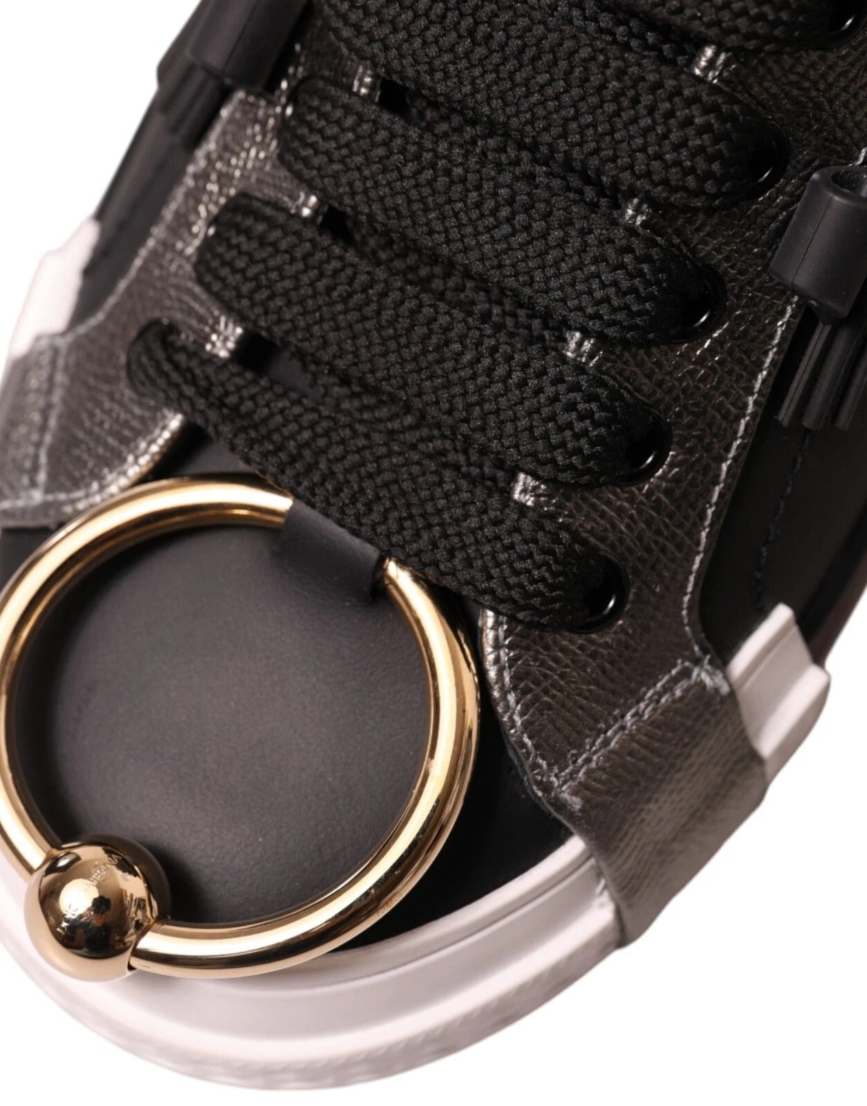 Black Leather Low Top Sneakers Portofino Shoes - ventzia