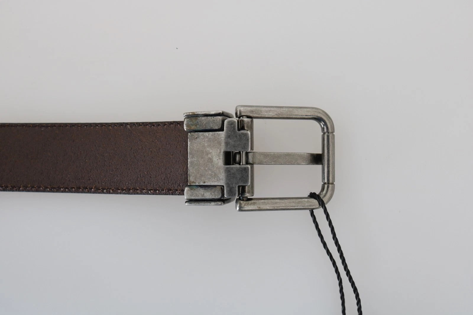 Blue Perforated Leather Gray Buckle Belt - ventzia