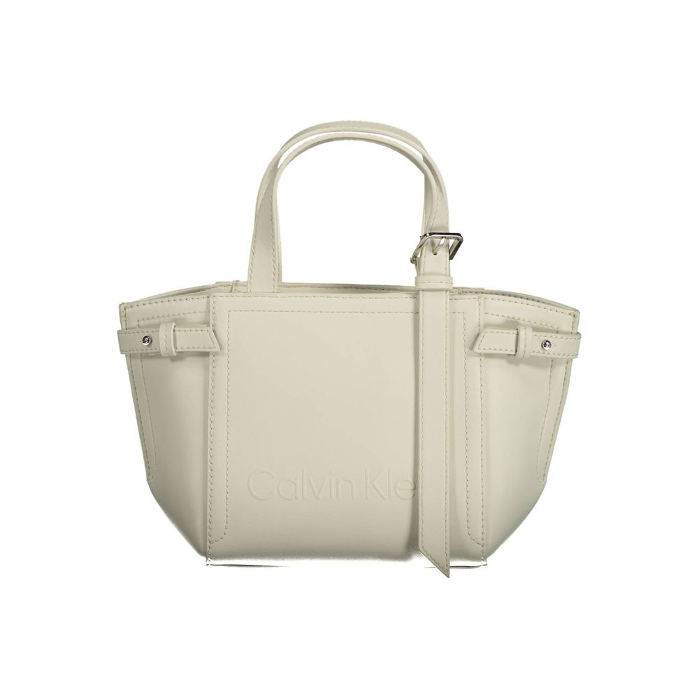 White Polyester Handbag - ventzia