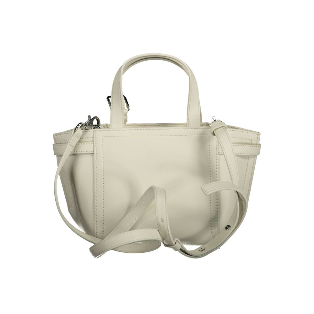 White Polyester Handbag - ventzia