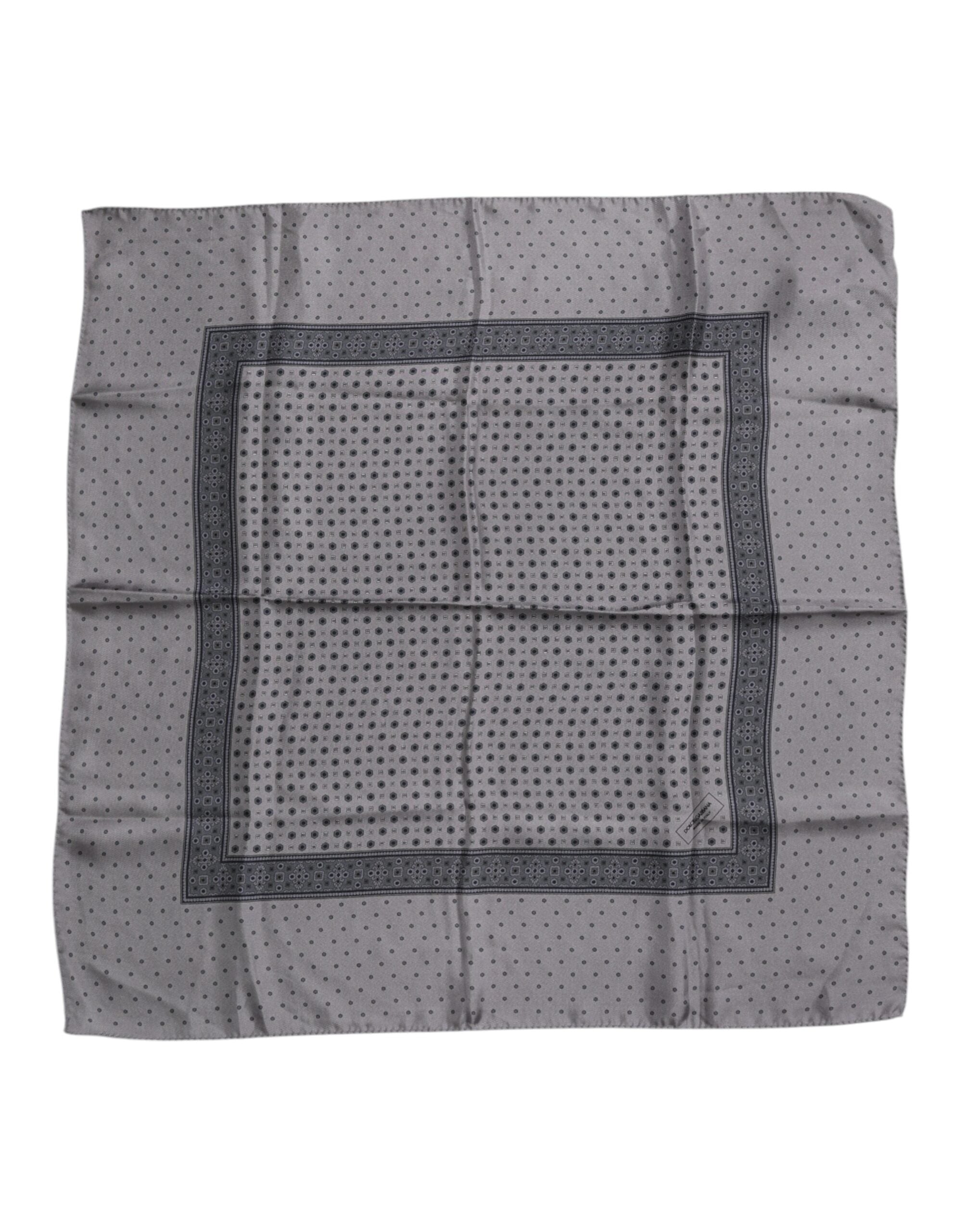 Gray Polka Dot Silk Square Men Foulard Scarf - ventzia