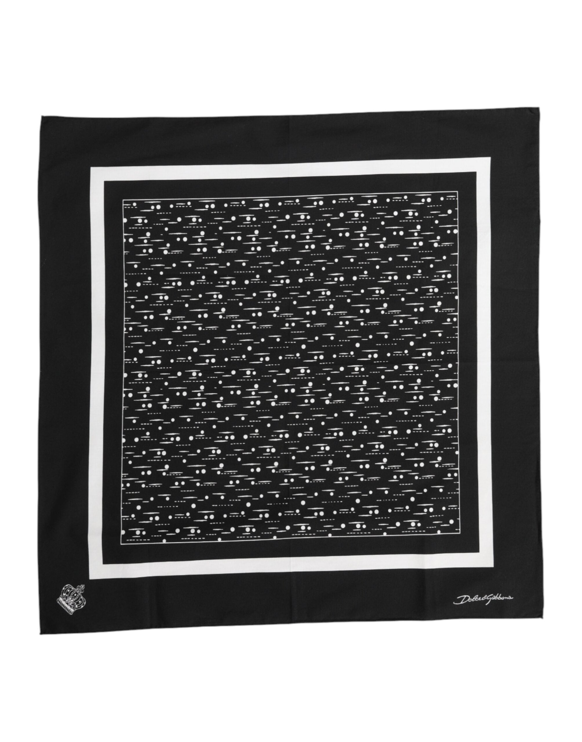 Black White Printed Square Foulard Scarf - ventzia