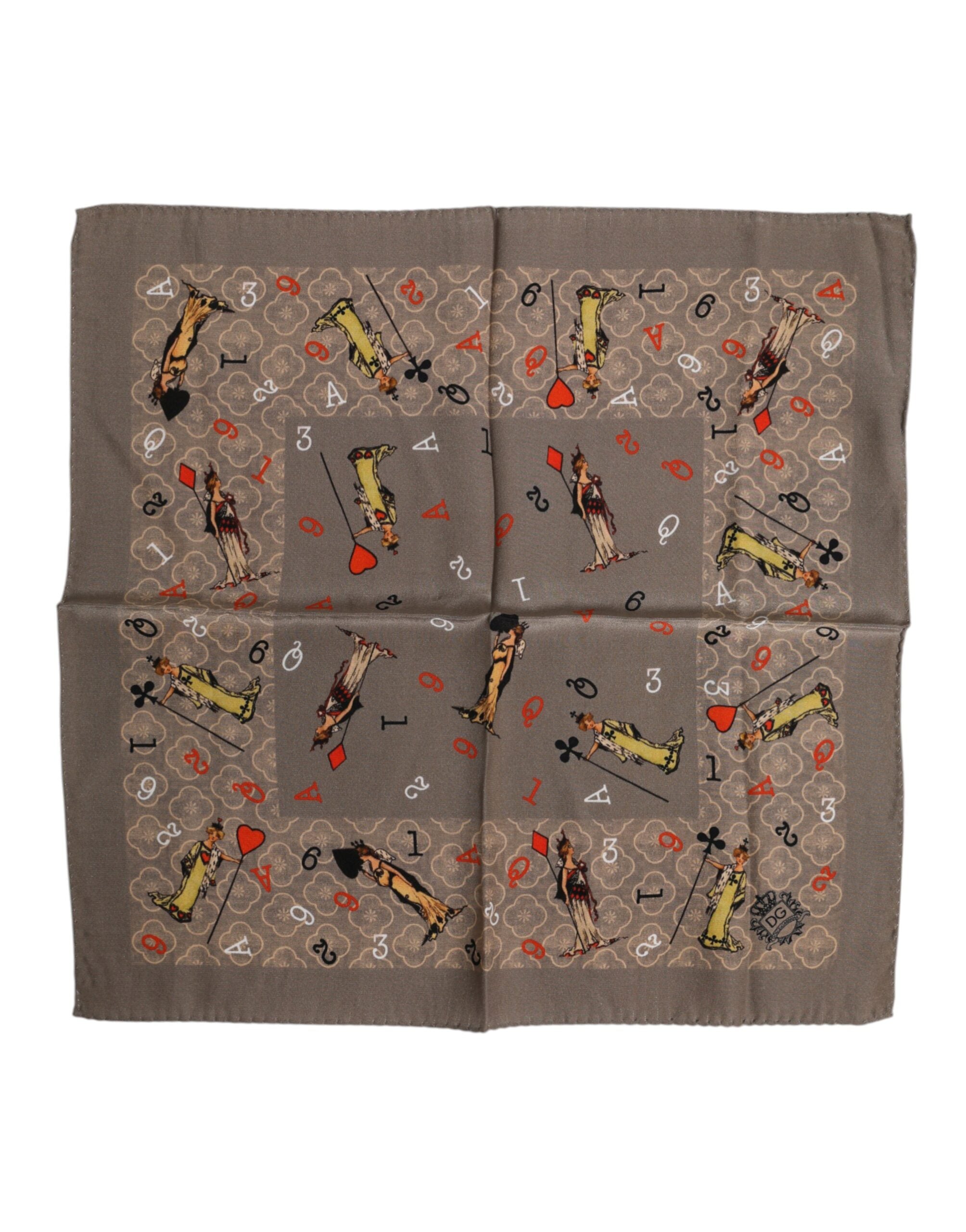 Brown Silk Printed Square Men Foulard Scarf - ventzia