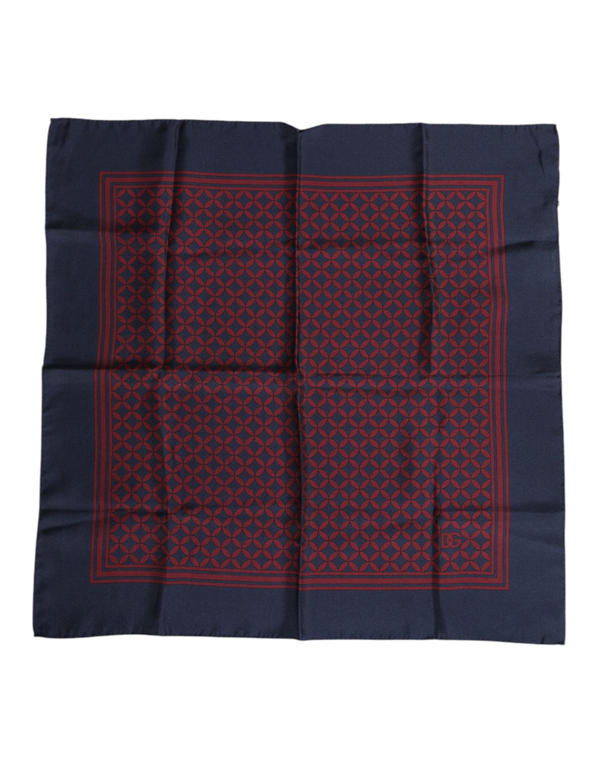 Red Blue Printed Silk Square Men Foulard Scarf - ventzia