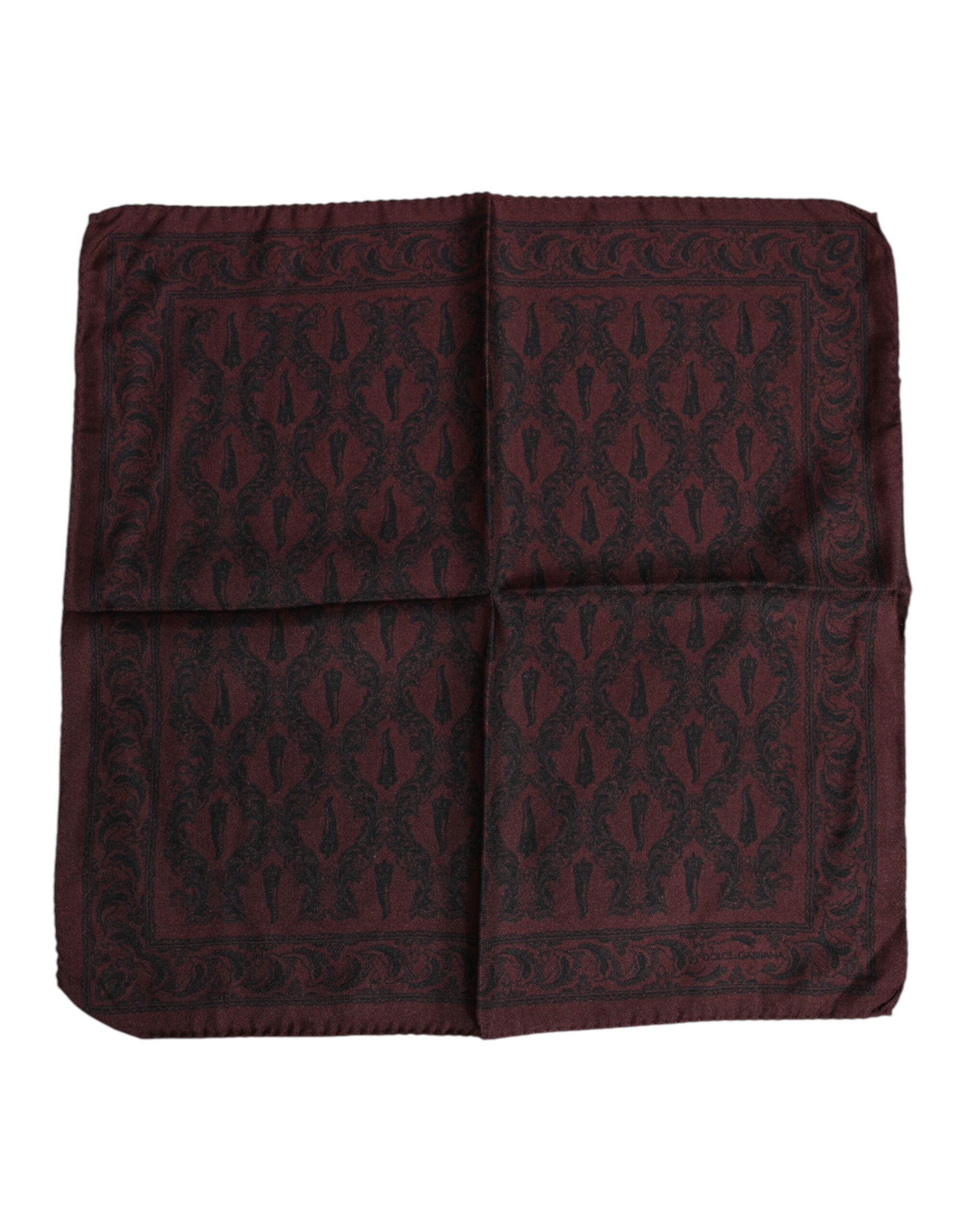 Maroon Black Printed Square Men Foulard Scarf - ventzia