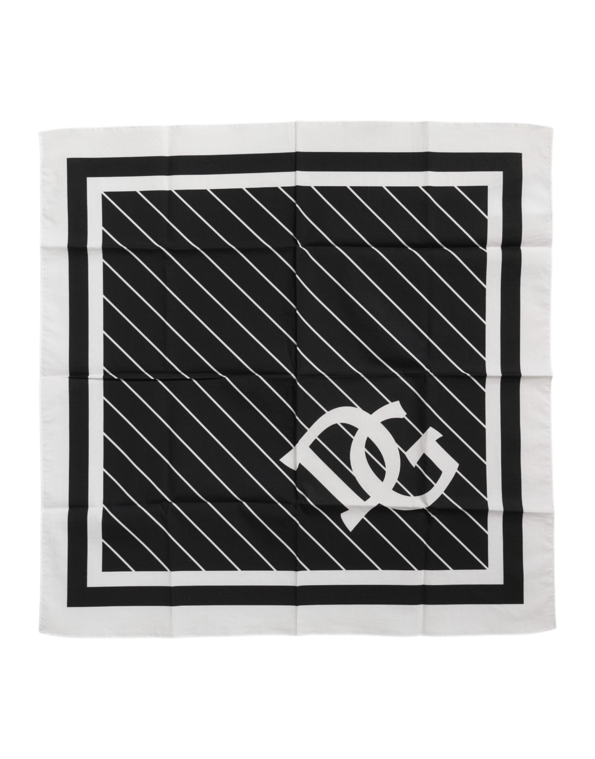 Black White DG Logo Square Men Foulard Scarf - ventzia
