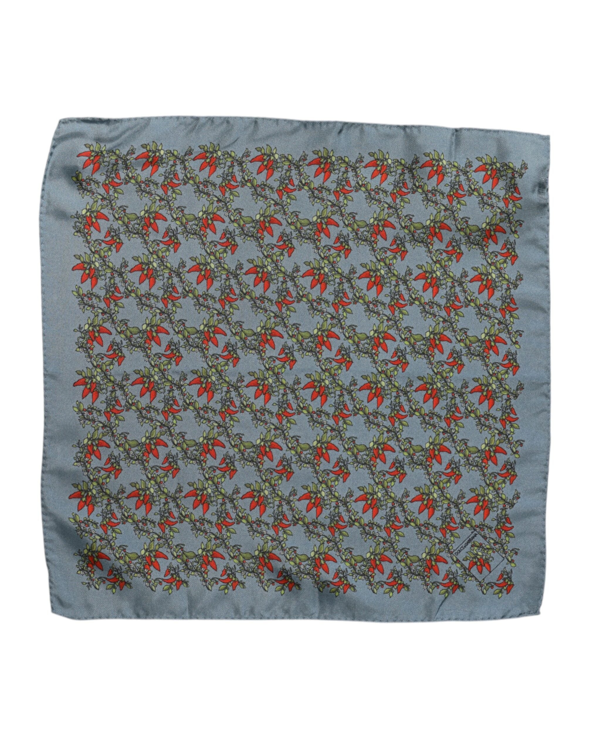Gray Chilis Silk Square Men Foulard Scarf - ventzia