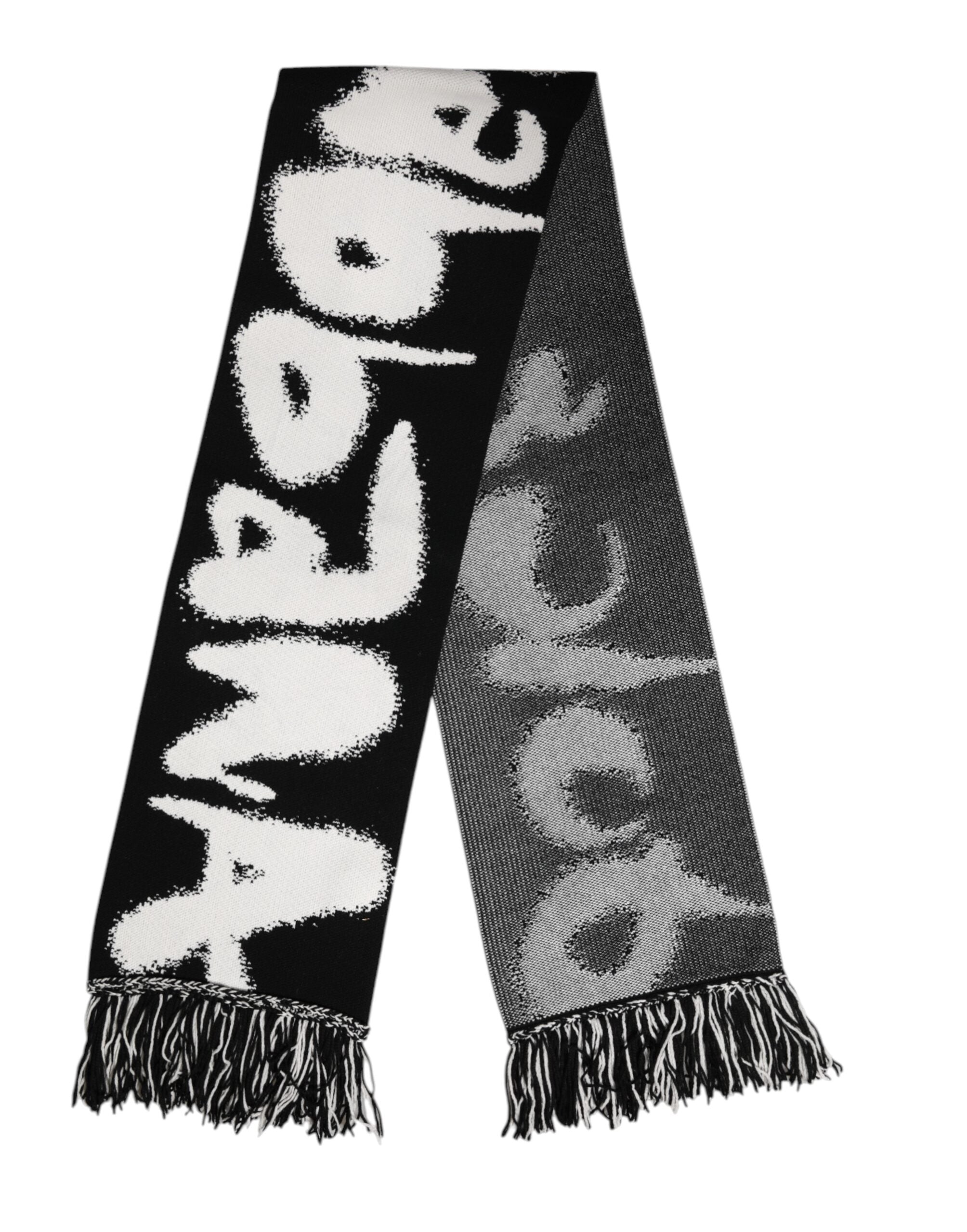 Black Logo Neck Warmer Wrap Men Shawl Scarf - ventzia
