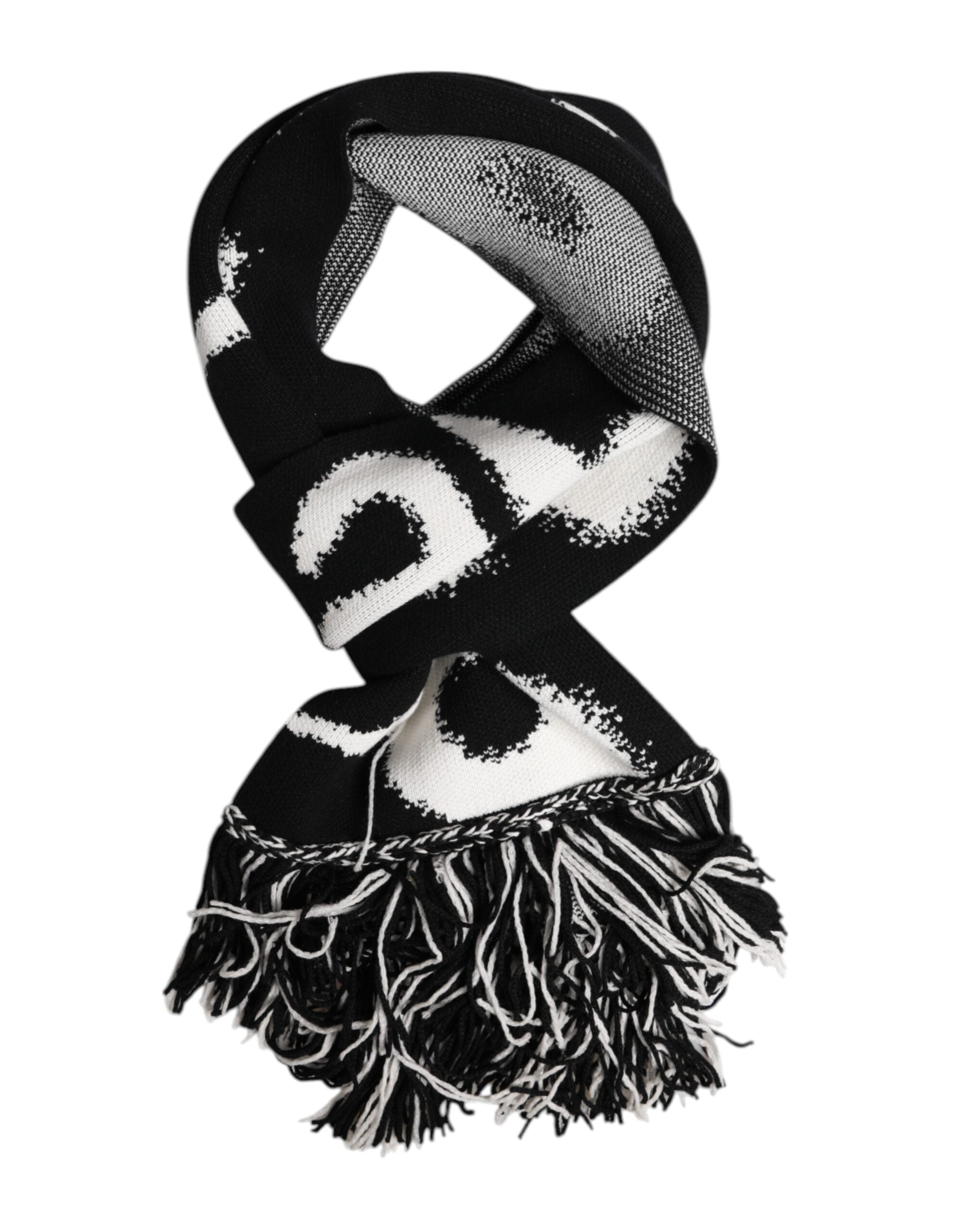 Black Logo Neck Warmer Wrap Men Shawl Scarf - ventzia