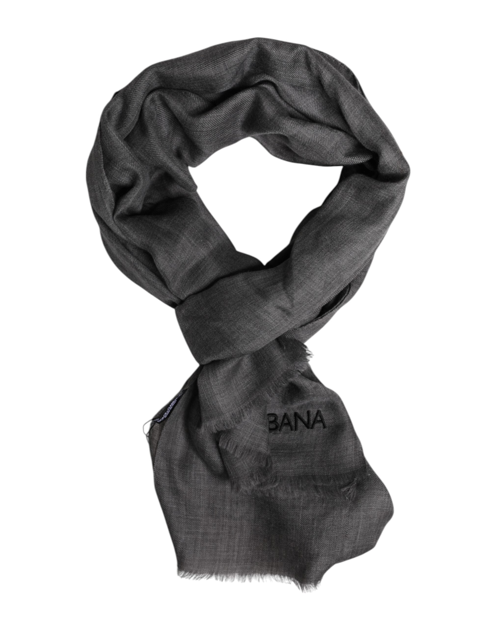 Gray Logo Print Neck Warmer Wrap Shawl Scarf - ventzia
