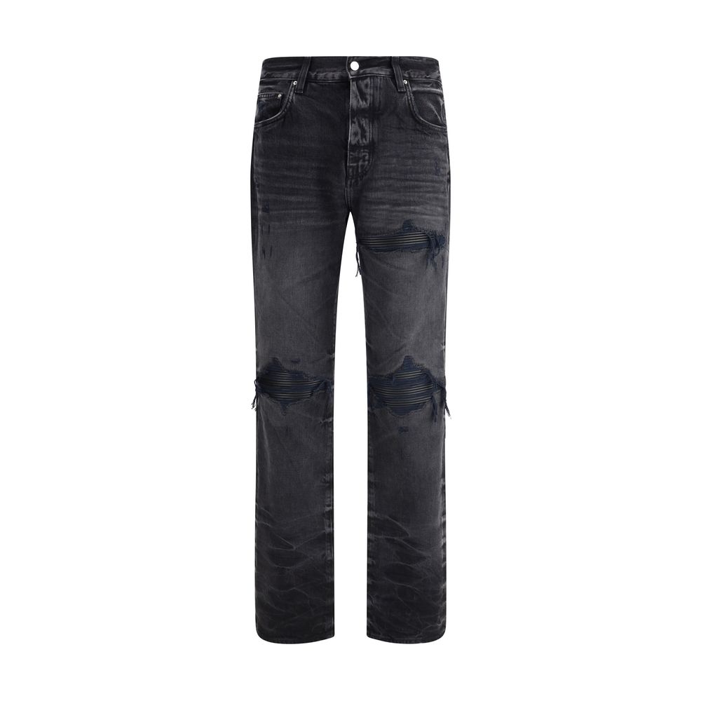 Black Cotton Straight-Leg Jeans - ventzia
