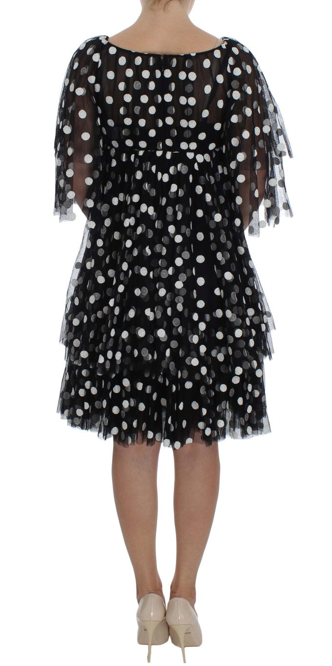 Elegant Polka Dotted Ruffled Dress - ventzia
