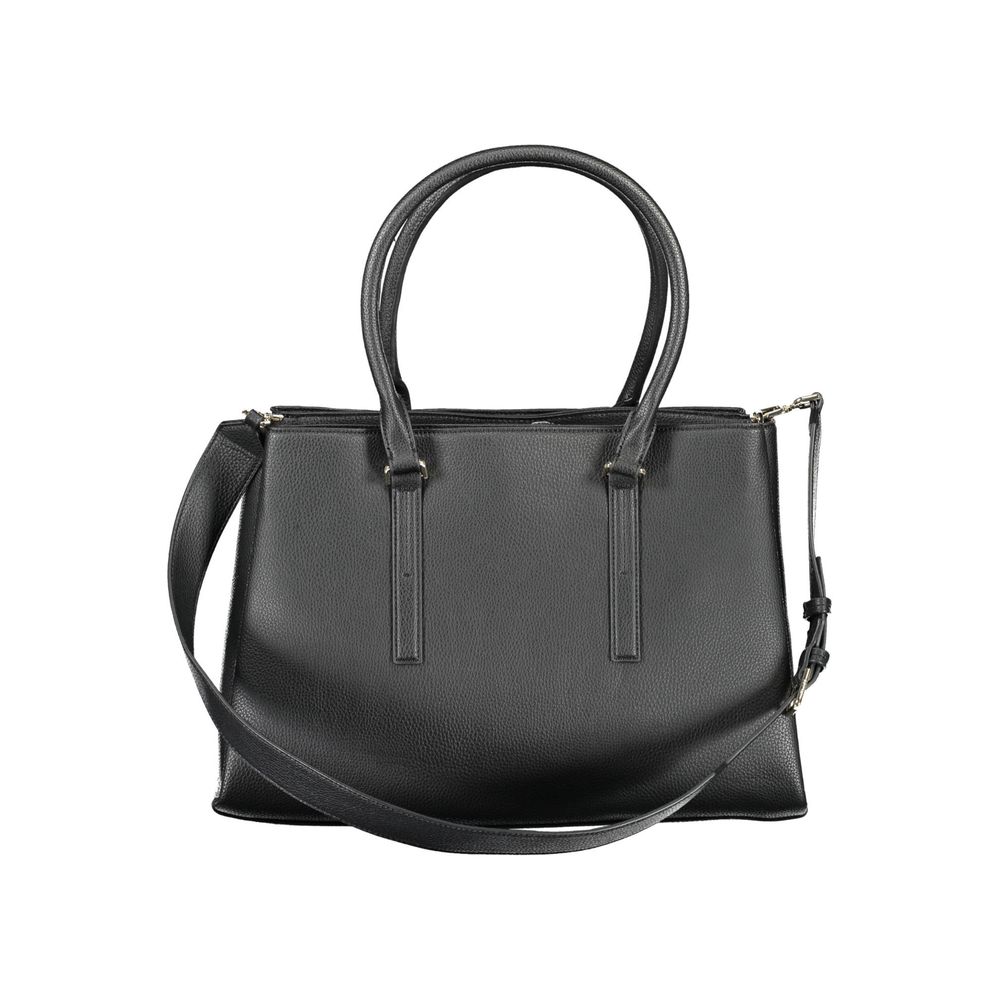Black Polyester Handbag - ventzia