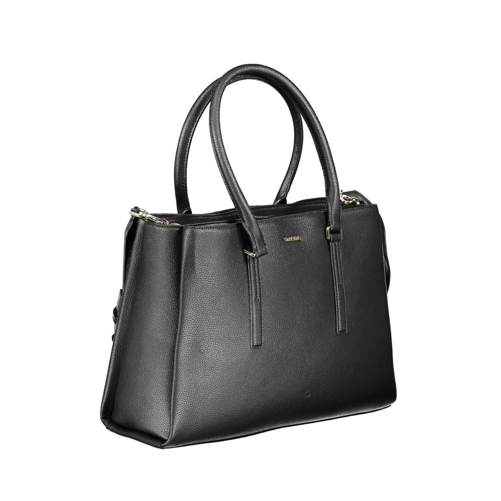 Black Polyester Handbag - ventzia