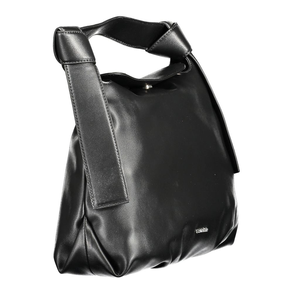 Black Polyester Handbag - ventzia