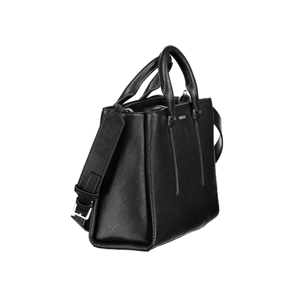 Black Polyester Handbag - ventzia