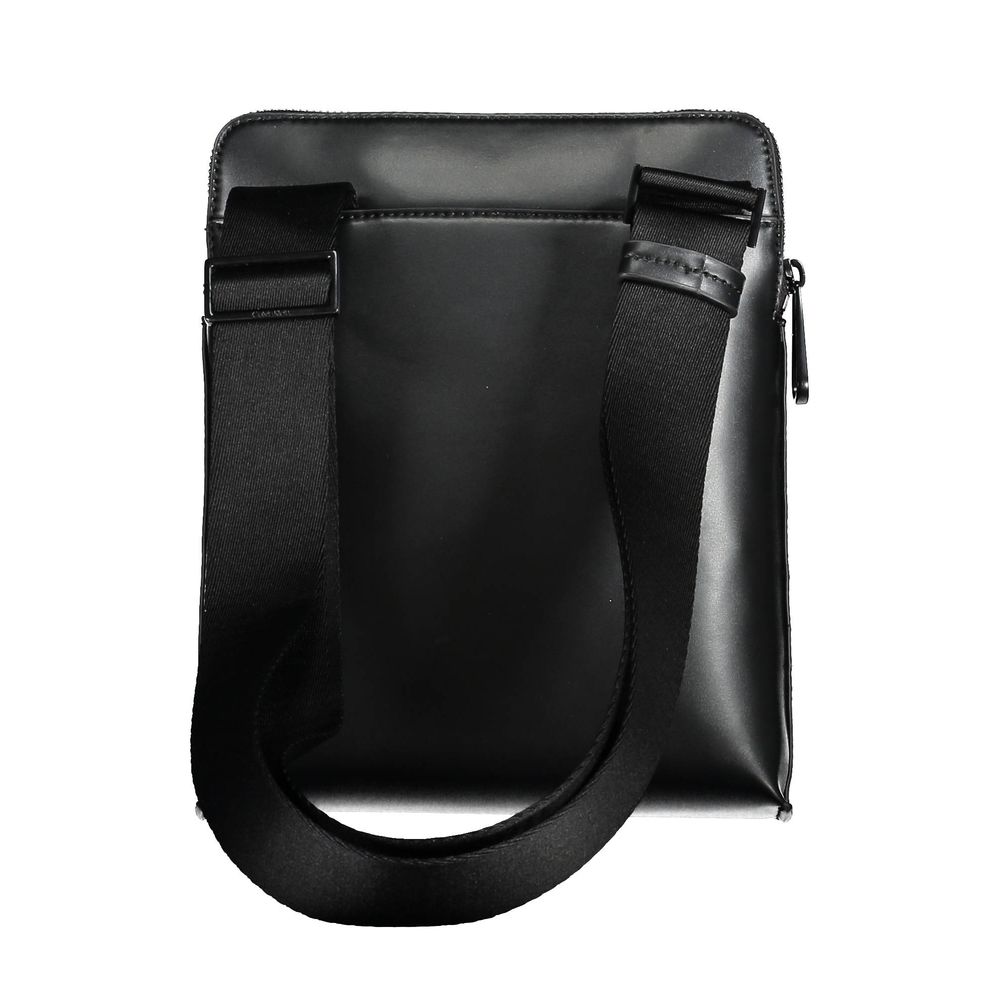 Black Polyurethane Men's Shoulder Bag - ventzia
