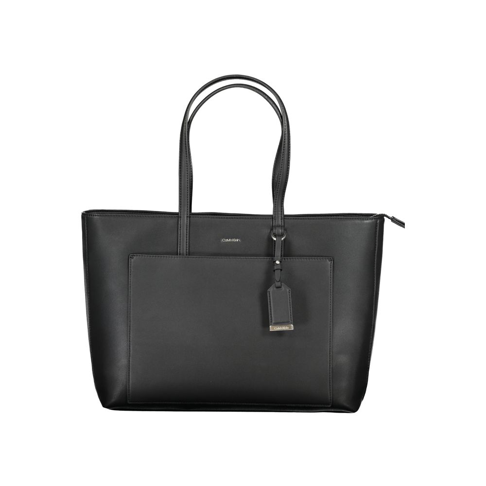 Black Polyester Handbag - ventzia