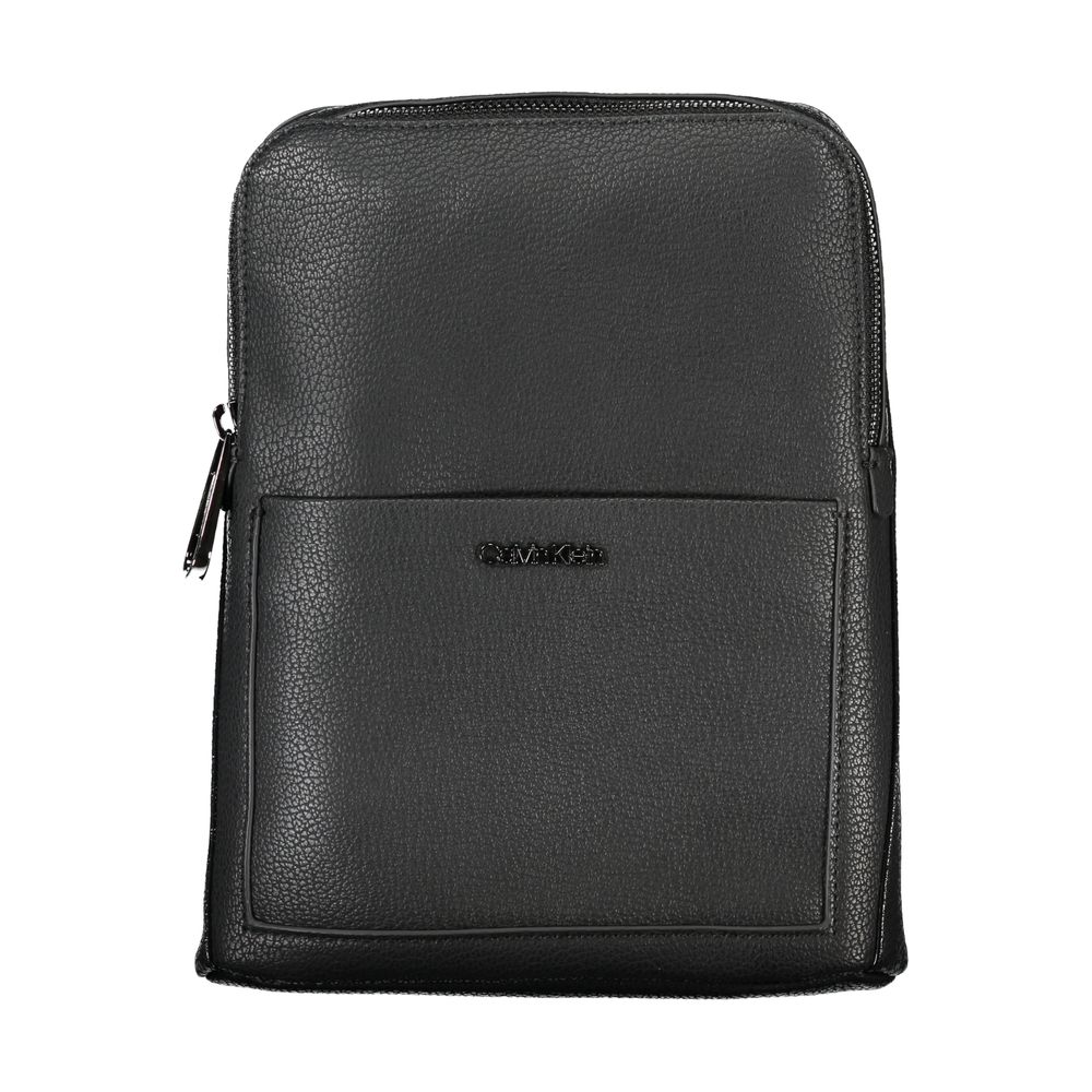 Black Polyurethane Men's Shoulder Bag - ventzia