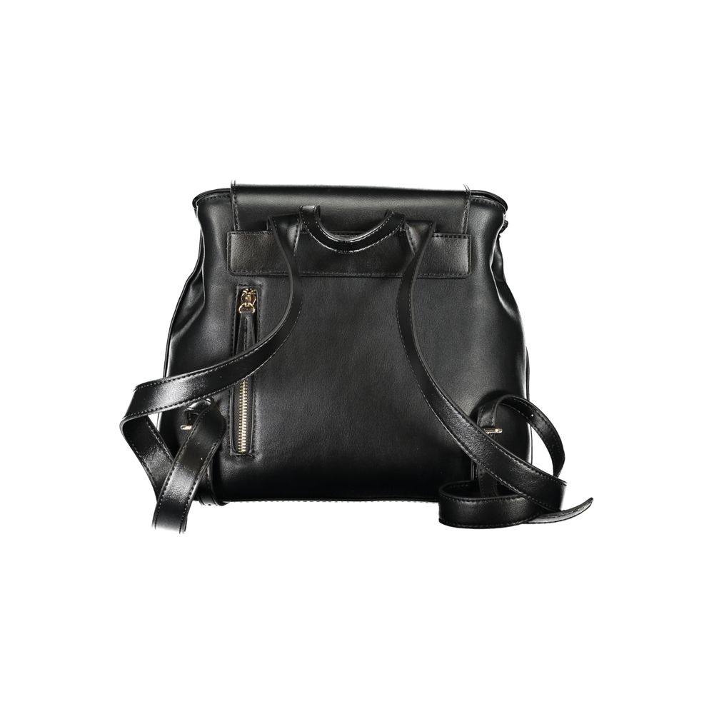 Black Polyurethane Women Backpack - ventzia