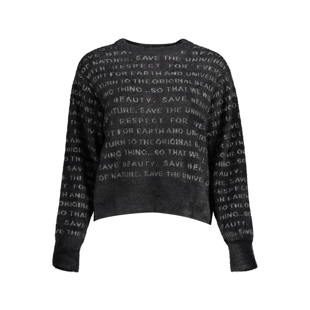 Black Polyester Sweater - ventzia