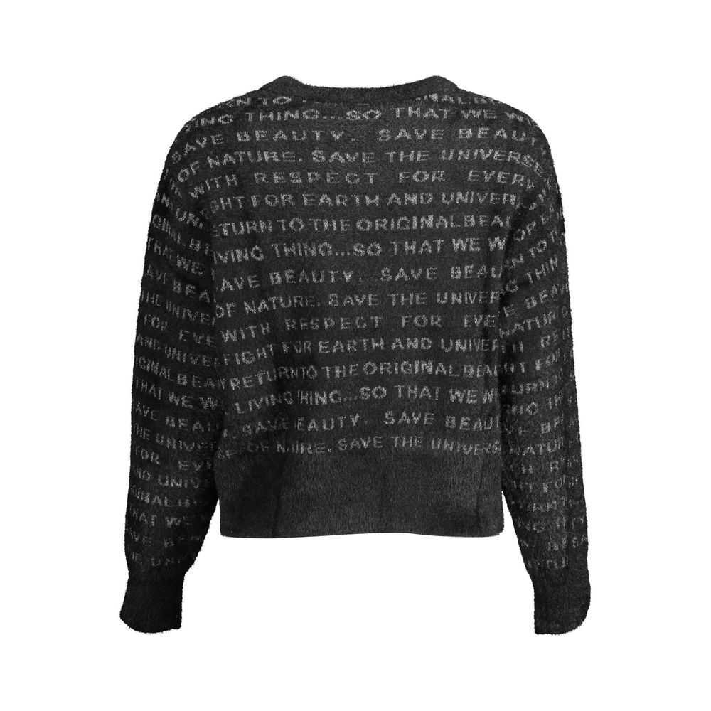 Black Polyester Sweater - ventzia