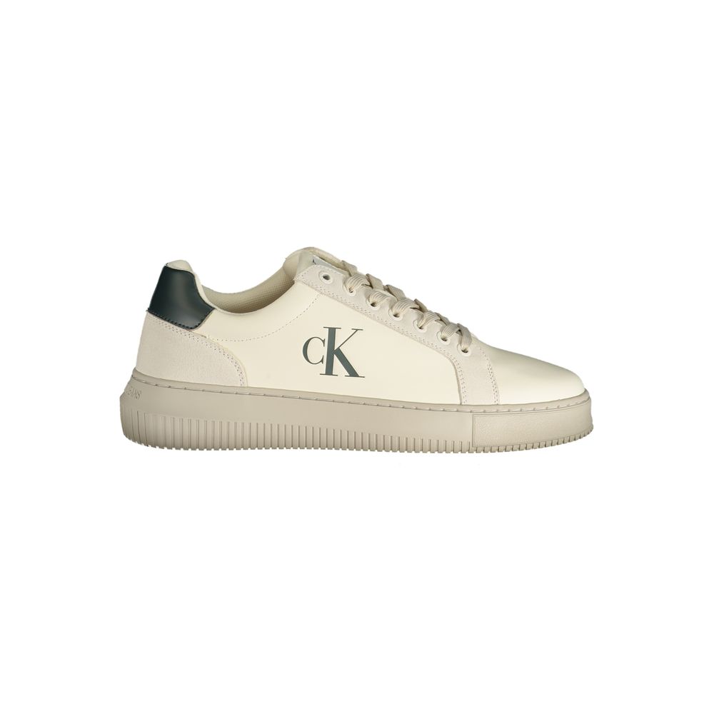 White Polyurethane Men Sneaker - ventzia