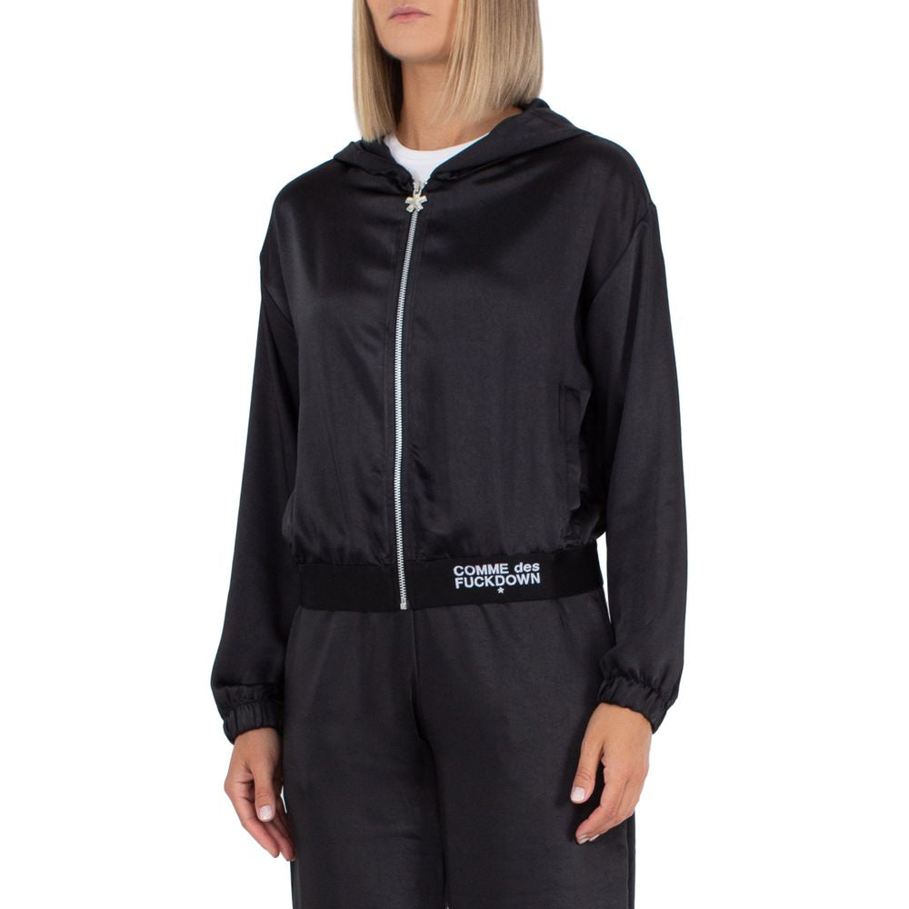Black Polyester Sweater - ventzia
