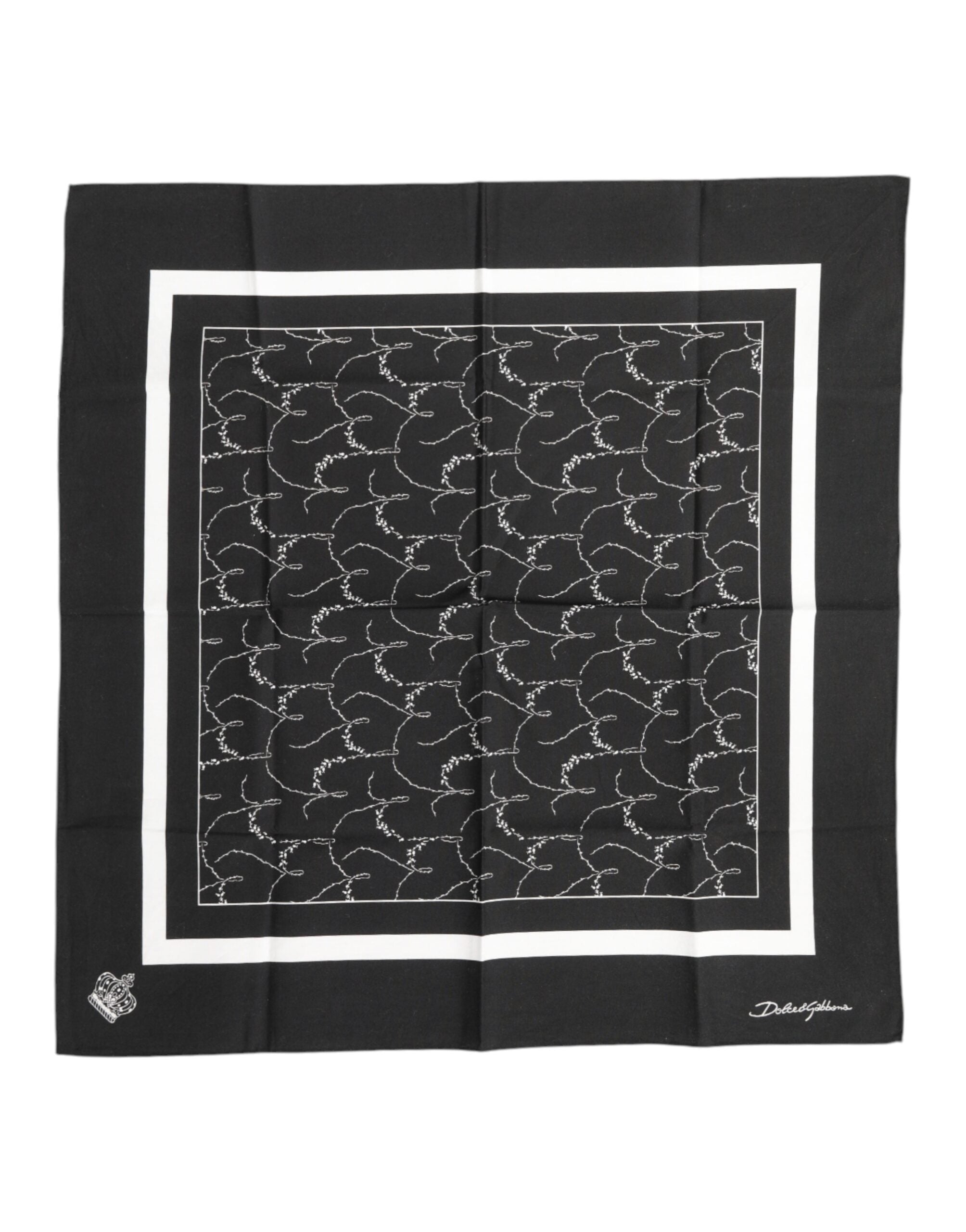 Black White Printed Square Men Foulard Scarf - ventzia