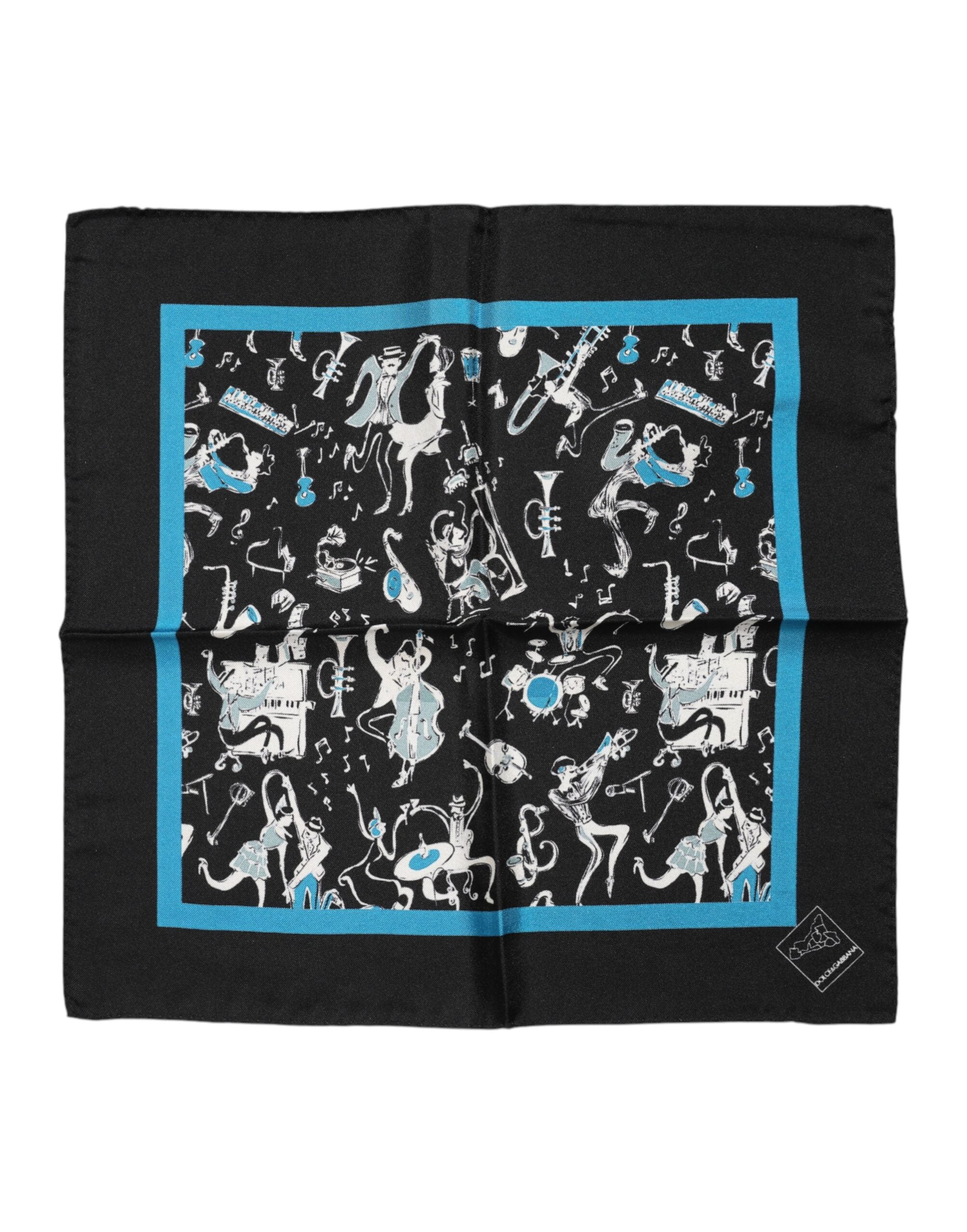 Black Jazz Club Silk Square Men Foulard Scarf - ventzia