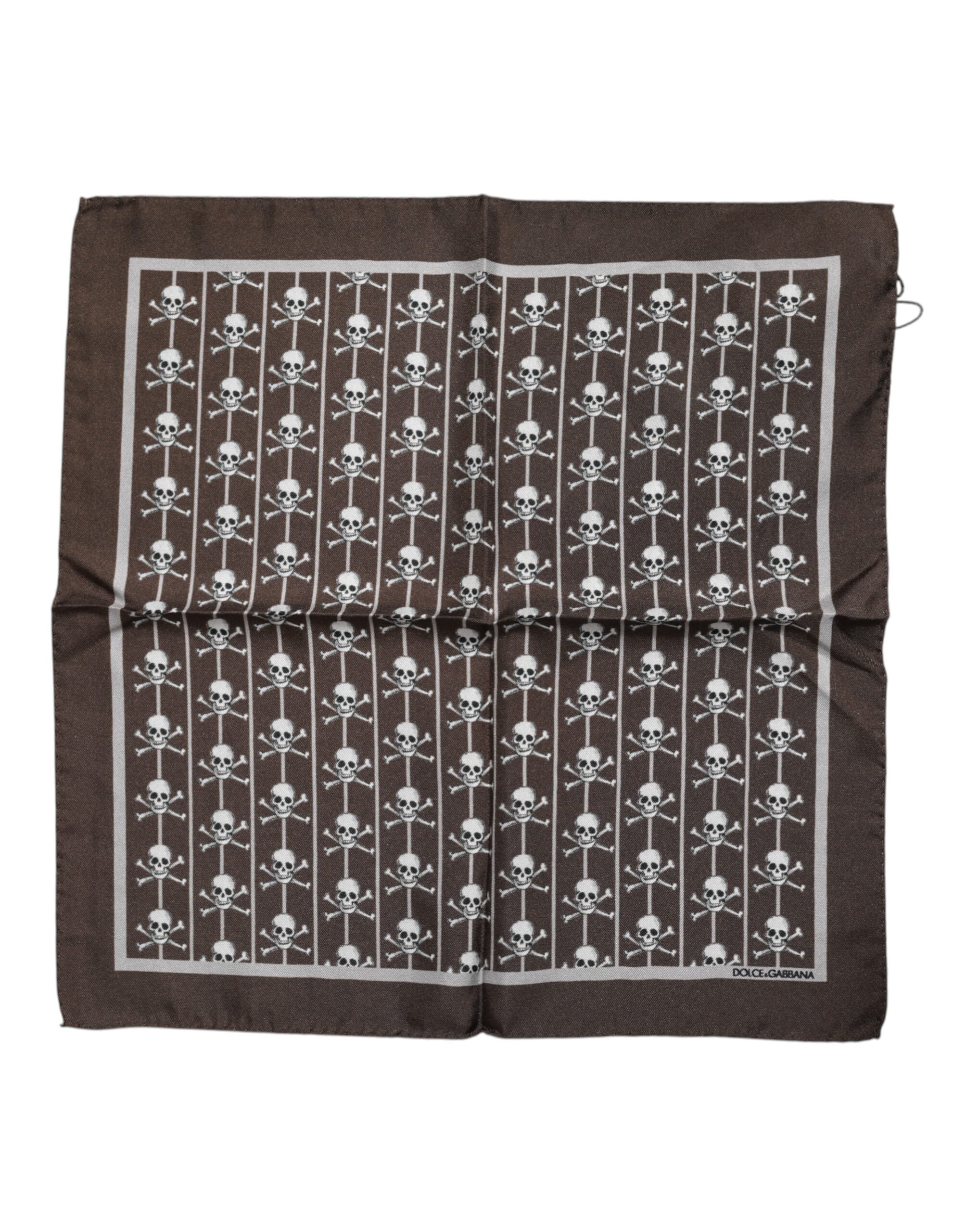 Brown Skull Silk Square Men Foulard Scarf - ventzia