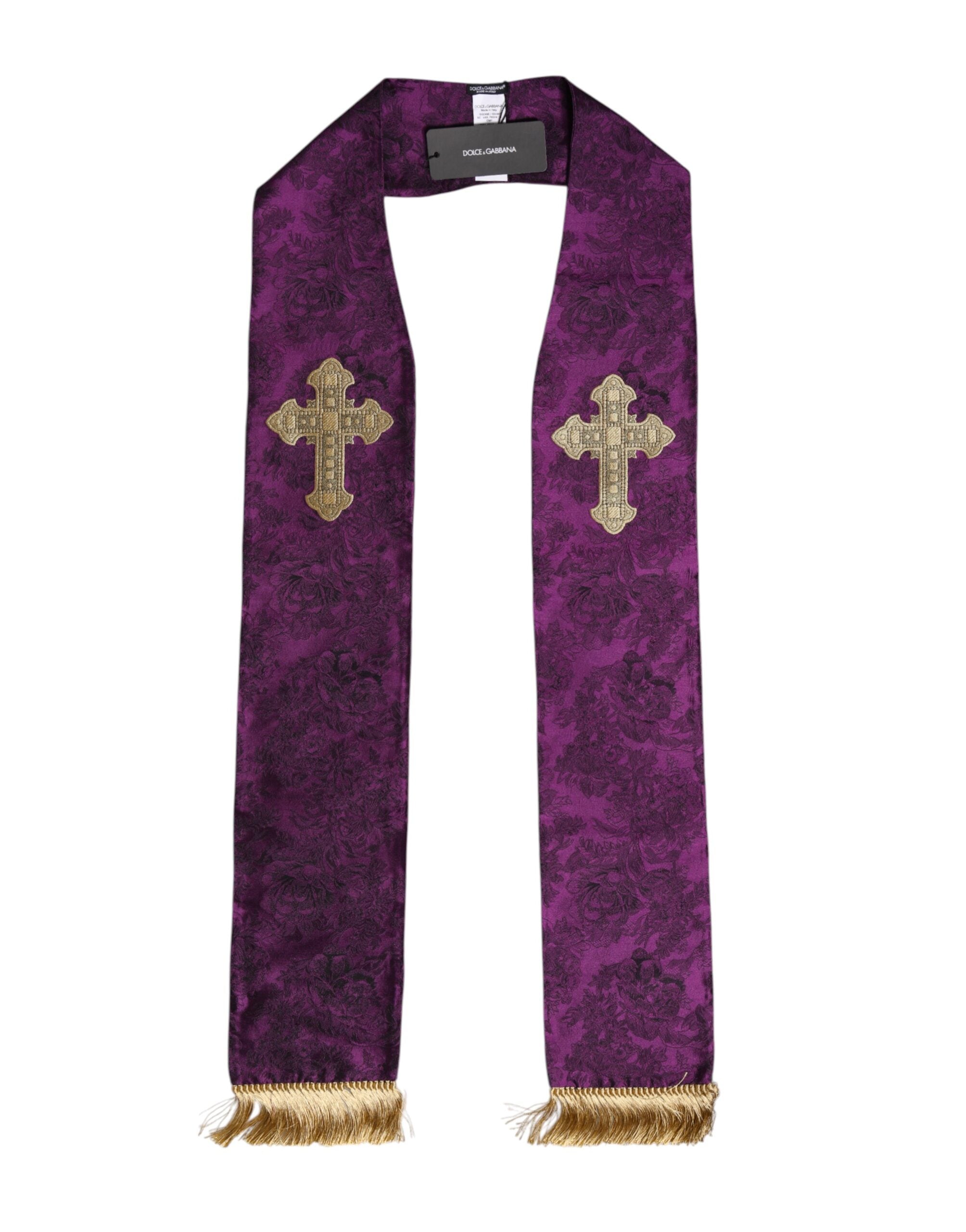 Purple Silk Fringes Cross Men Foulard Scarf - ventzia