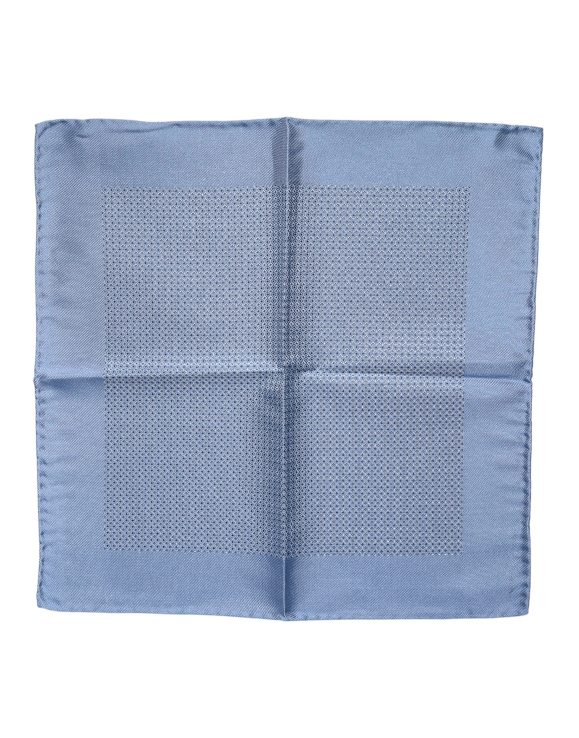 Light Blue Silk Square Men Foulard Scarf - ventzia