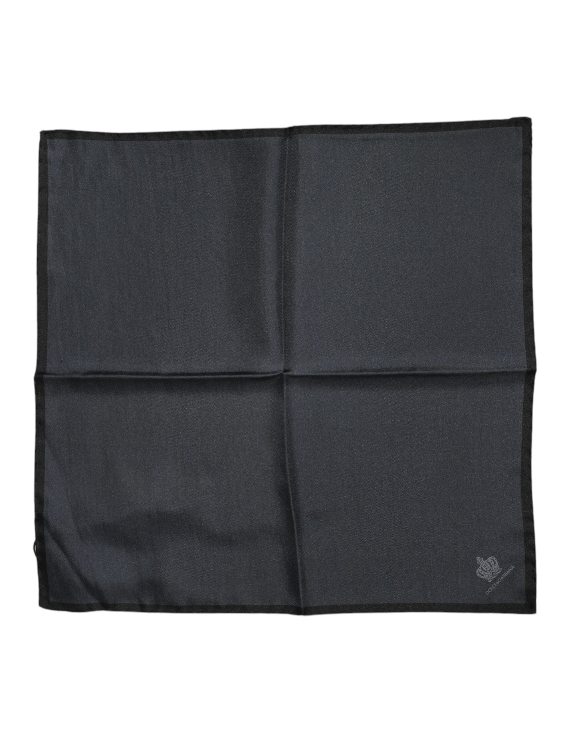 Dark Gray DG Crown Silk Square Foulard Scarf - ventzia