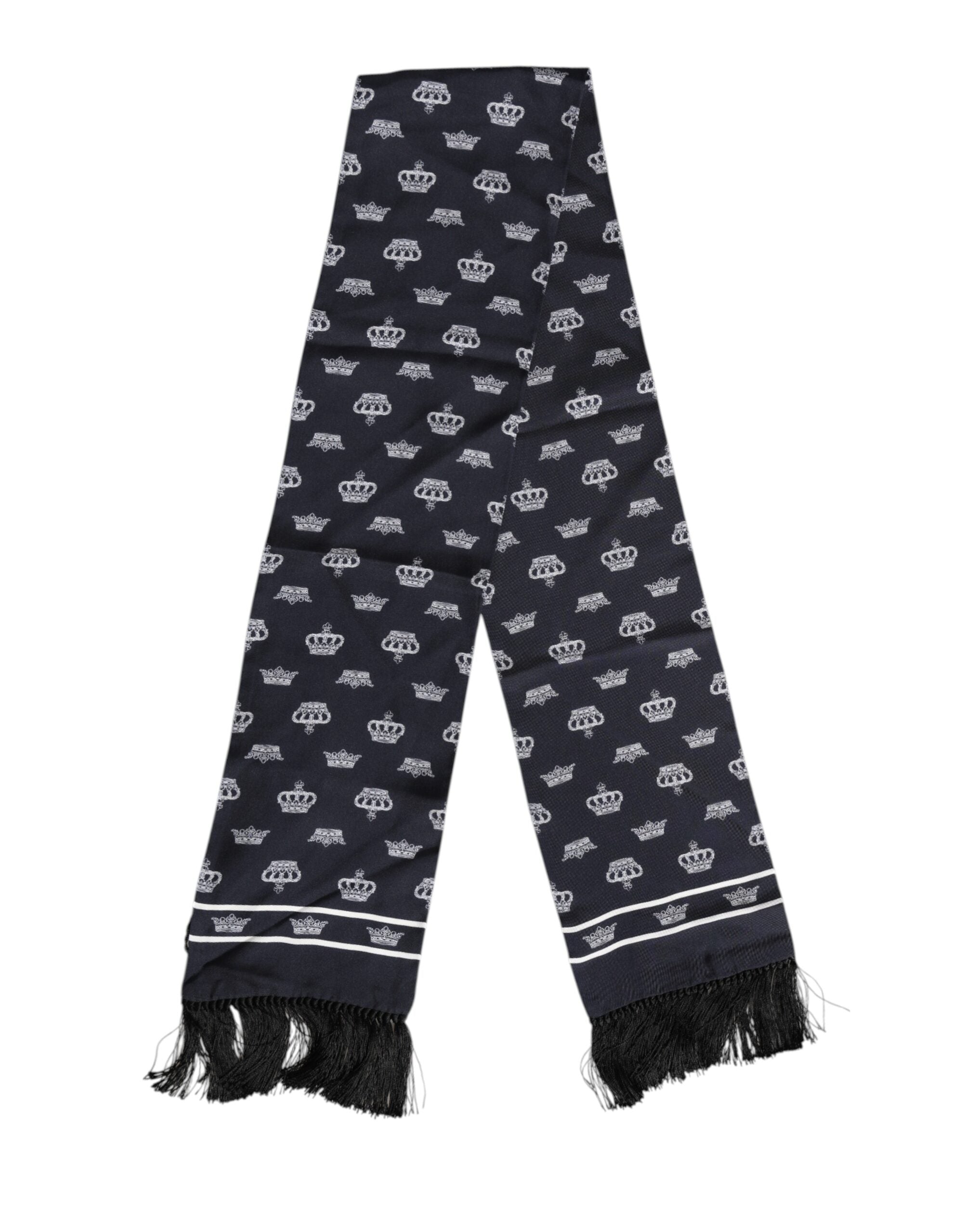 Black Silk Crown Fringes Men Foulard Scarf - ventzia