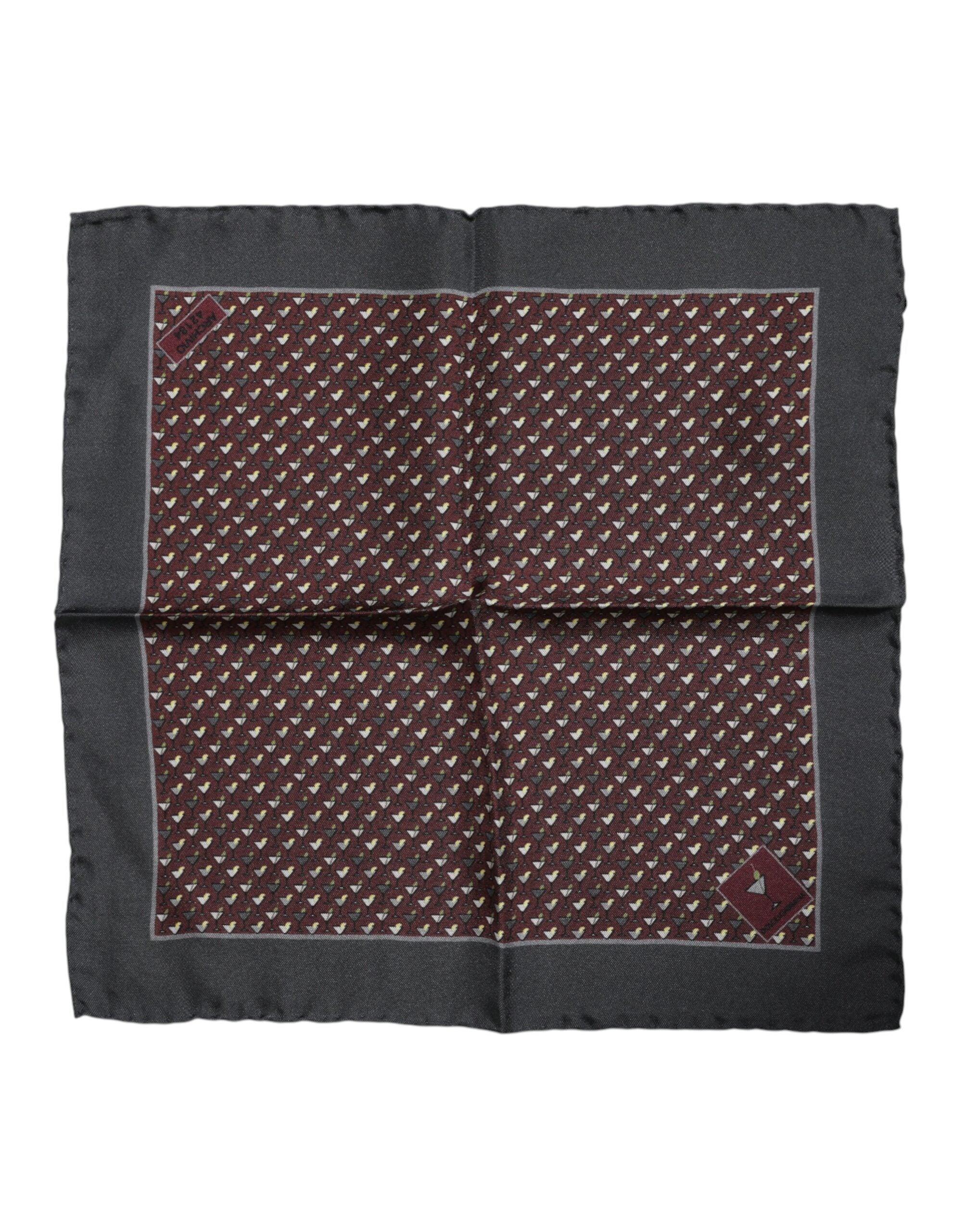 Maroon Cocktail Silk Square Foulard Scarf - ventzia