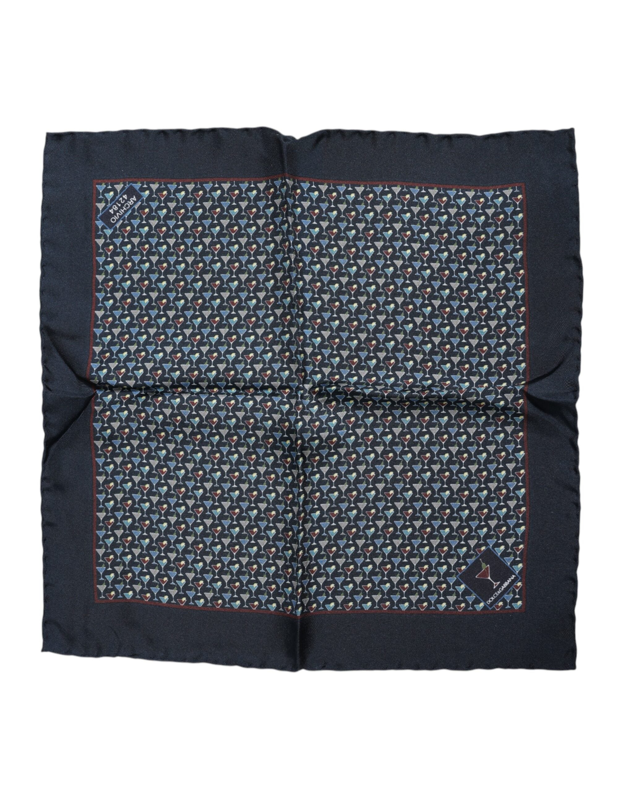 Blue Cocktail Silk Square Foulard Scarf - ventzia